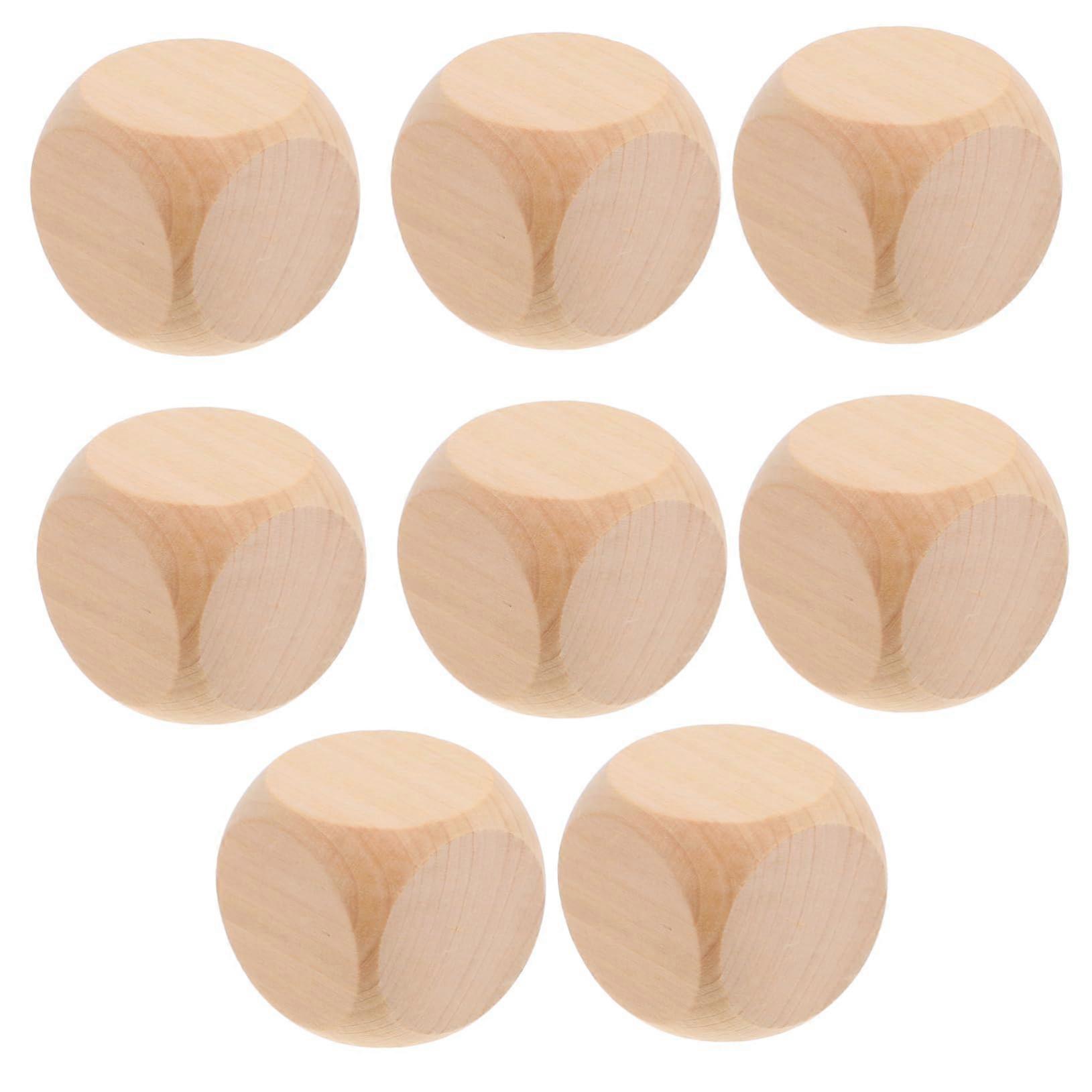 8pcs Blank Dice Blank Board Game The Cube Dices Euchre Cube Blank Die Beige Wood