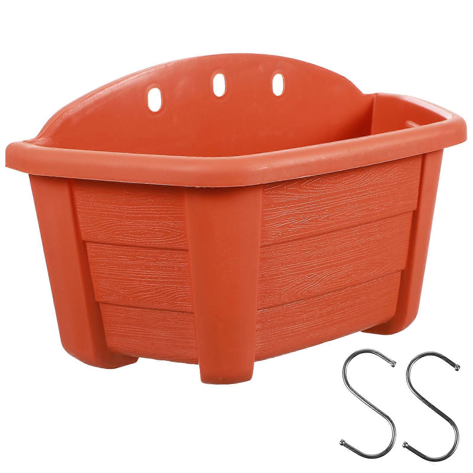 Red Plastic Hanging Flower Bucket for Planting Durable and Spacesaving 1 Set Semicircular
