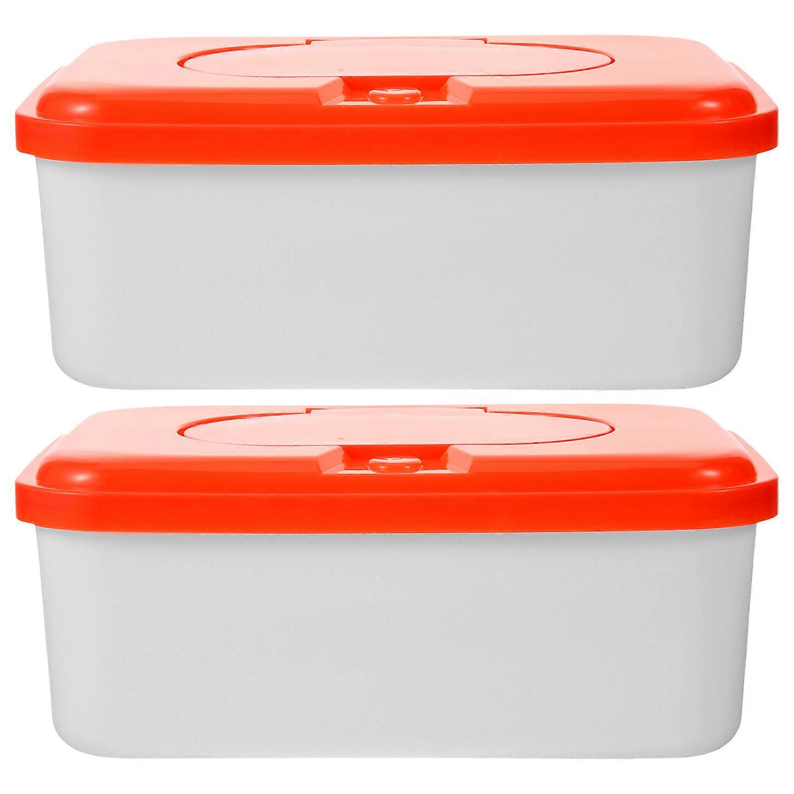 Refillable Wipes Dispenser Container 2pcs Convenient Holder for Home, Car & Travel Use, Prevents Drying, One Hand Operation