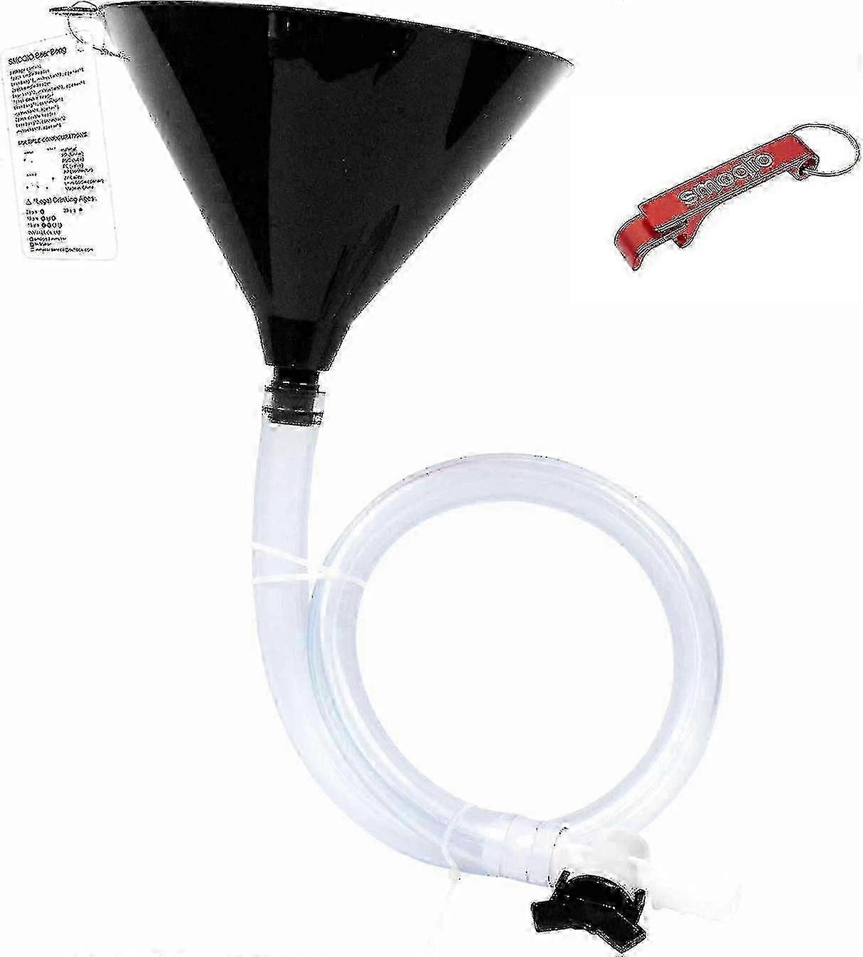 Beer Bong Funnel Double Header Black With Valve, Bonus Bottle Opener, Drinking Funnel With Premium Material, 1 Pack