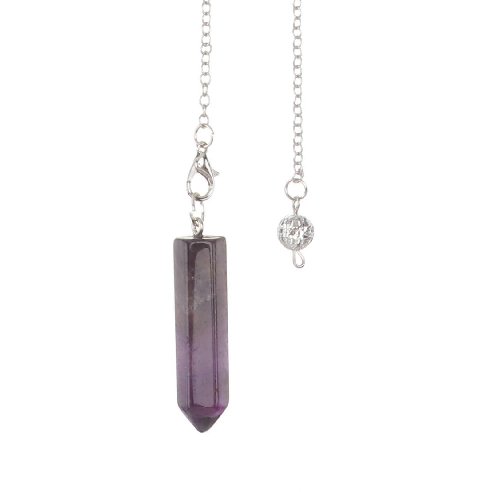 Witchcrafts Pendant Natural Stone Hexagonal Prism Elegant and Graceful Design Purple 4.4x1cm Divination 1Set