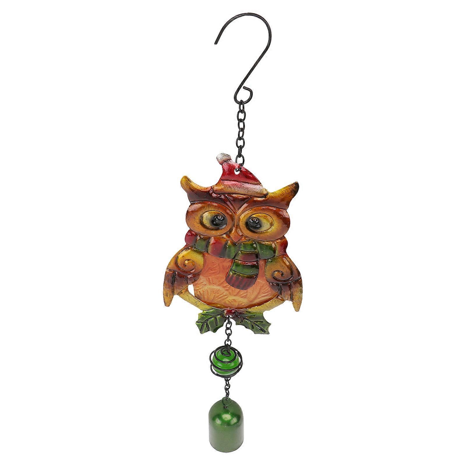 Garden Decor Wind Chime Creative Owl Shaped Brown 17x16cm Music Production 1Pc