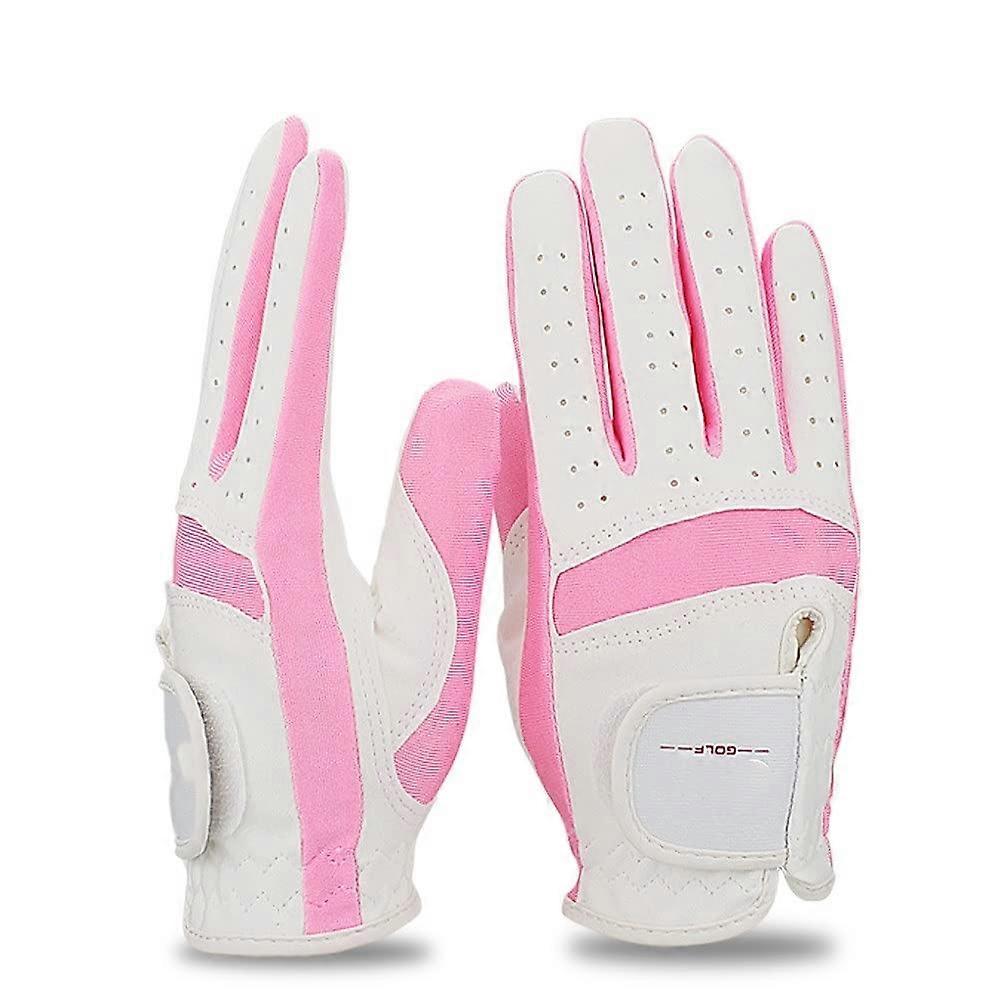 Golf Gloves for Left Right Hand Breathable Soft Pink (Color: Pink, Size: M)