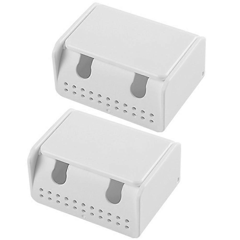 Wall Mounted Toothbrush Organizer Rectangular Shape Modern Design Easy Installation No Drilling Required ABS Material 2Pack