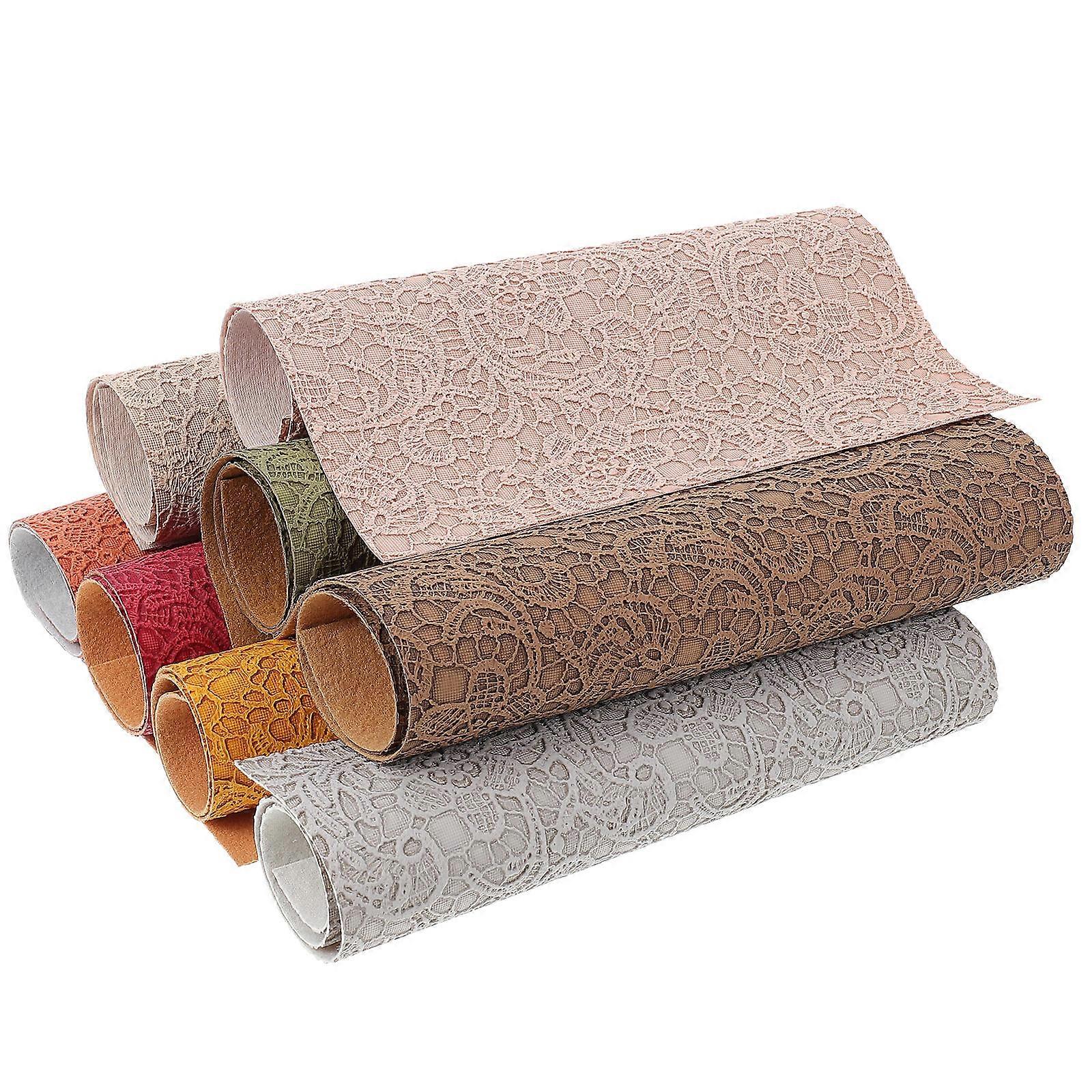 Creative Handmade Making Material Diy Leather Sheets Flower Pattern Craft Making Assorted Color 32X20cm 8Set