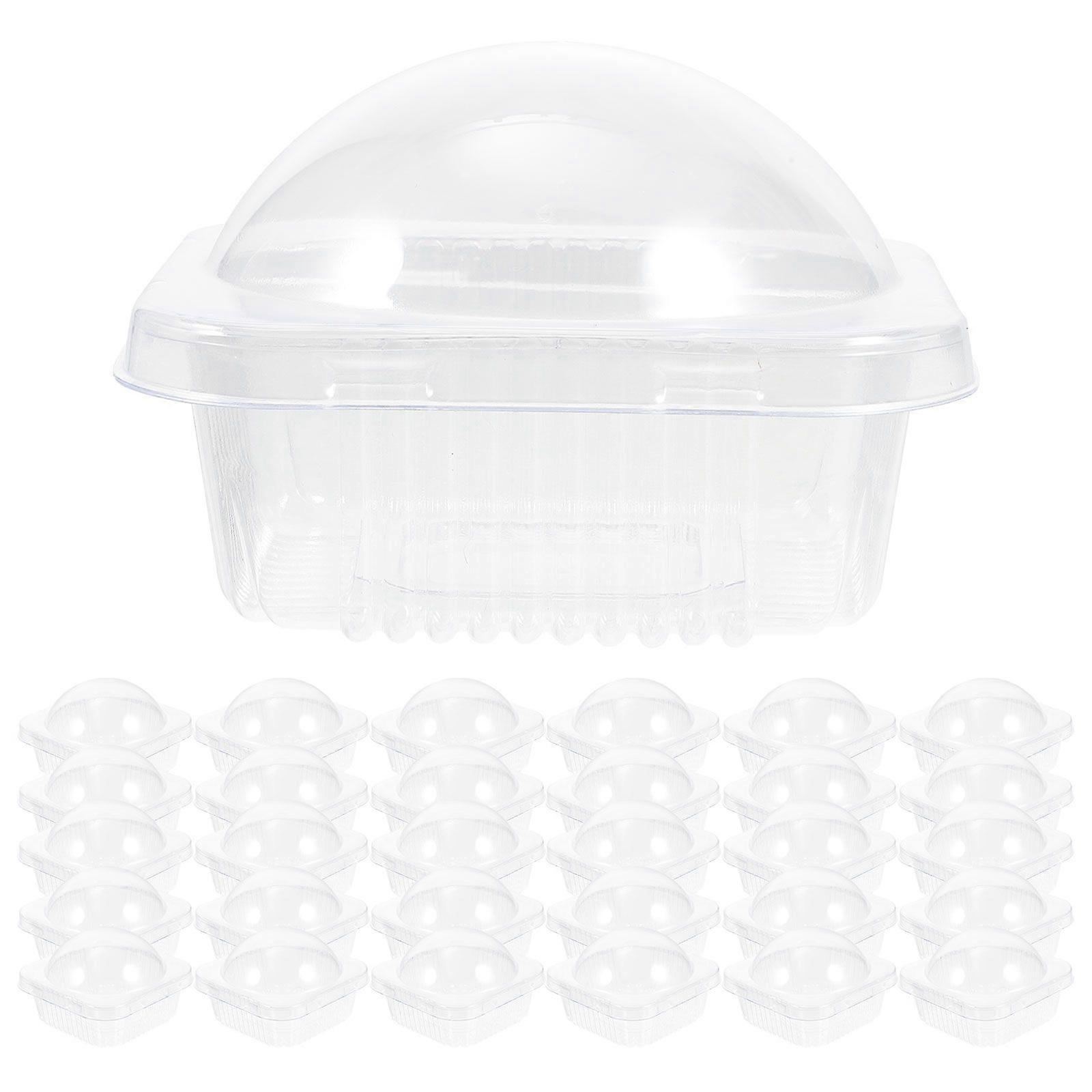 50 Pcs Sweetmeats Package Boxes Clear Reusable Plastic Cupcake Containers with Dome Lids