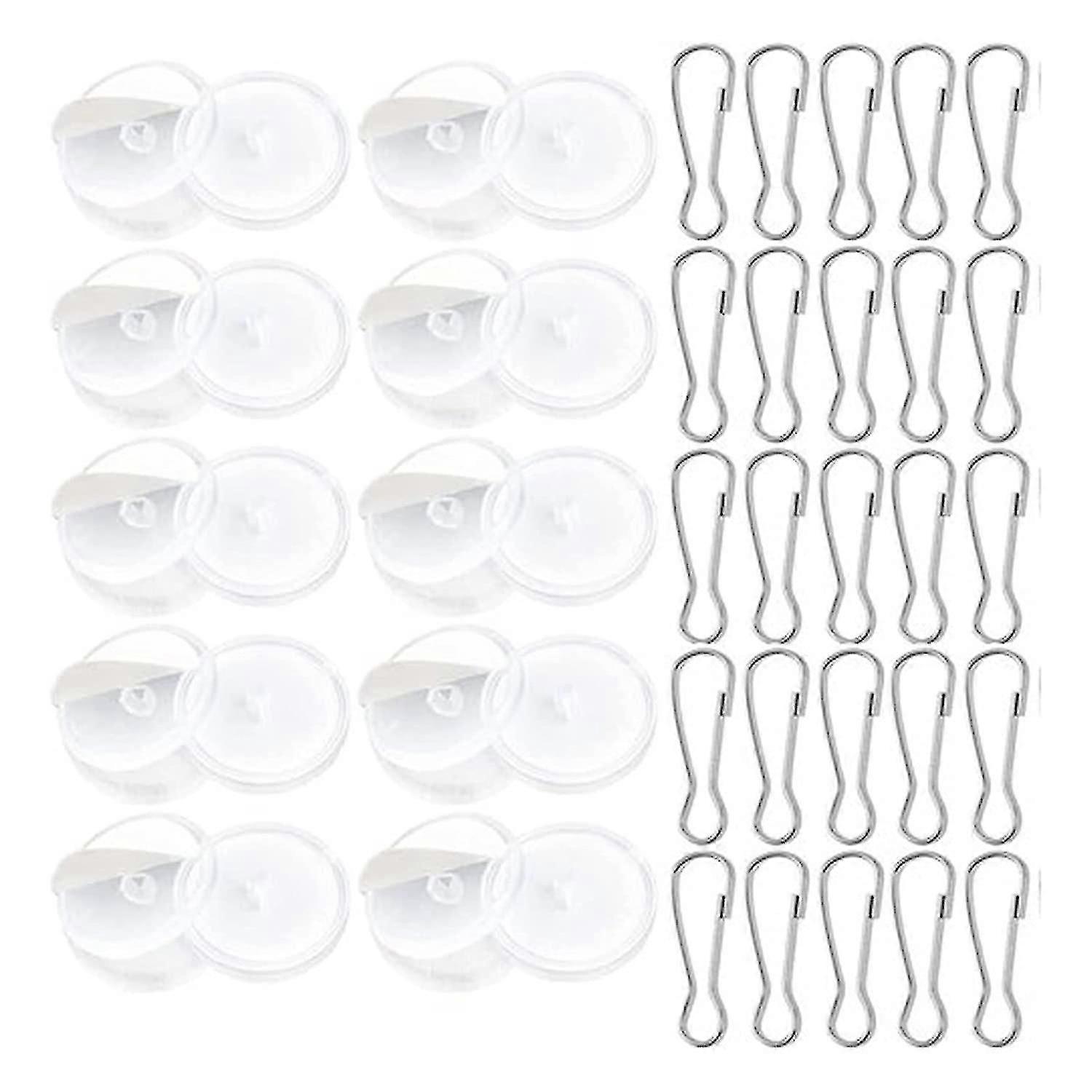 50+50 Self-Adhesive Ceiling Hooks & Flagpole Clips, Transparent Gift Pack