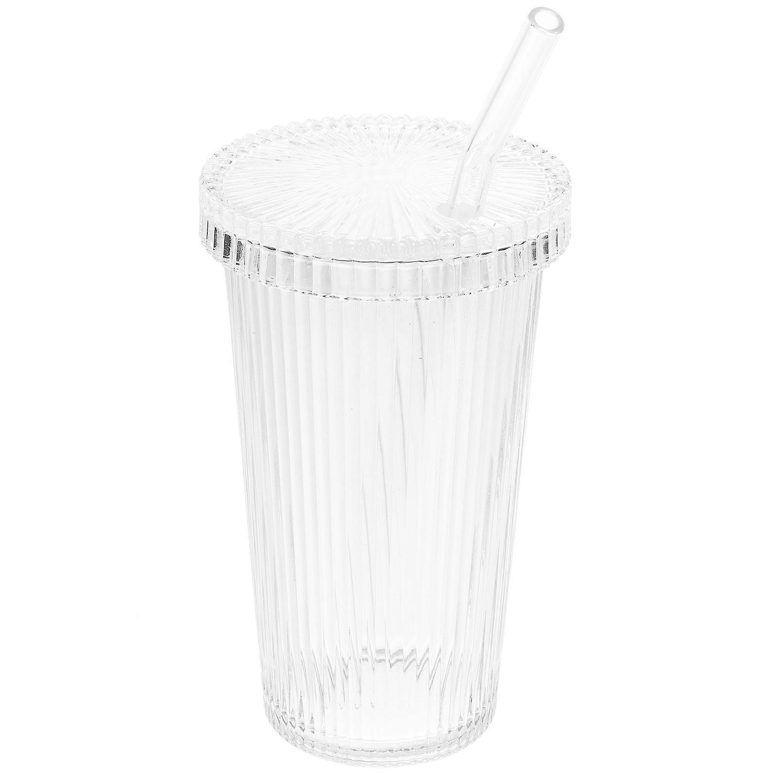 Coffee Cups With Lids And Straws Portable Multipurpose For Home 300-500mL 1Pcs