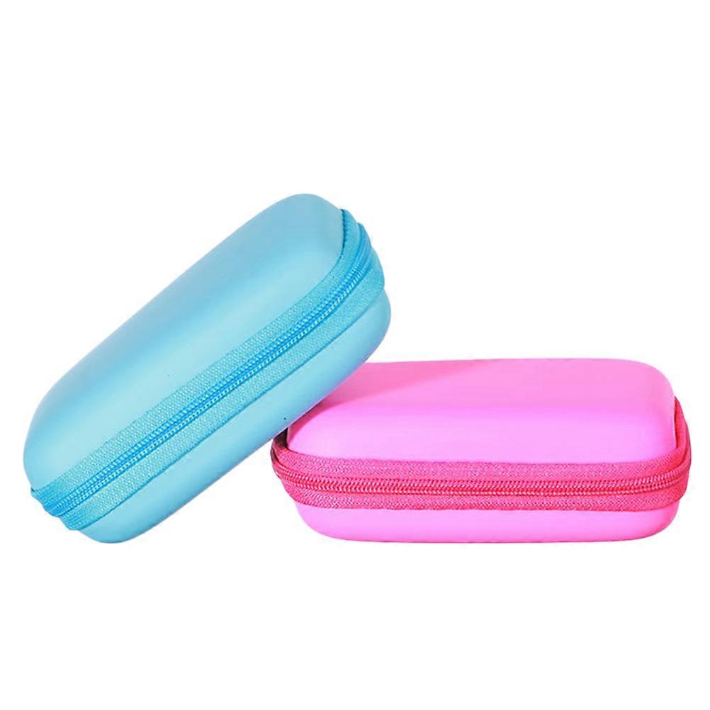 Headphones Storage Case Durable EVA Zipper Bag Container for Travel Cable Headphones Protection from Wetness Dustproof 2Pcs