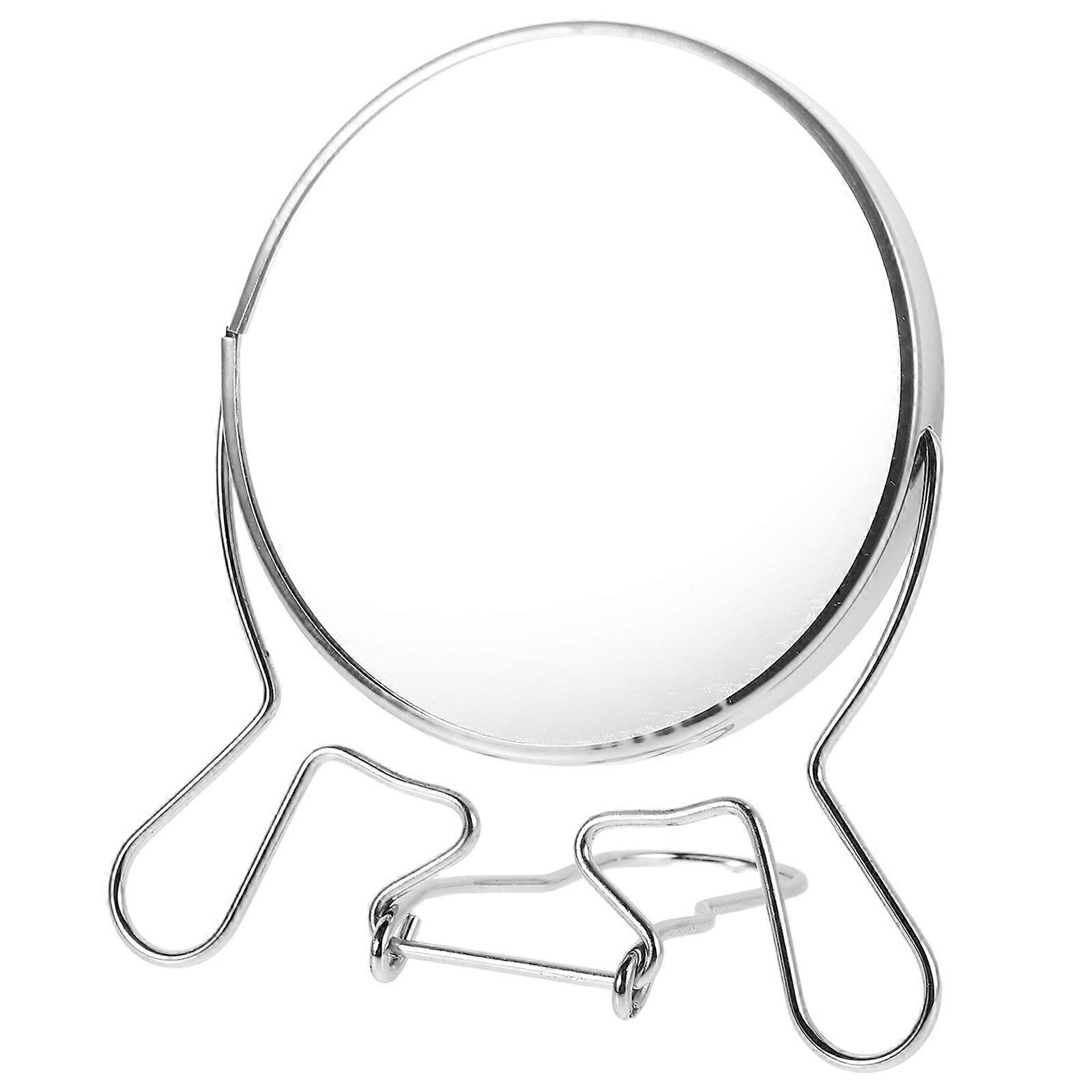 Makeup Table Mirror Sleek Design Silver Color For Home Use Adjustable Angle Iron Frame 1Pcs