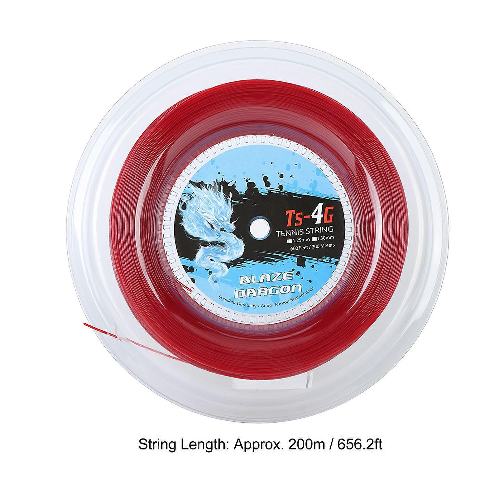 TS 4G 200m Reel Tennis String Line Polyester Tennis String Reel for Gym Sport Outdoor Red 1.30mm