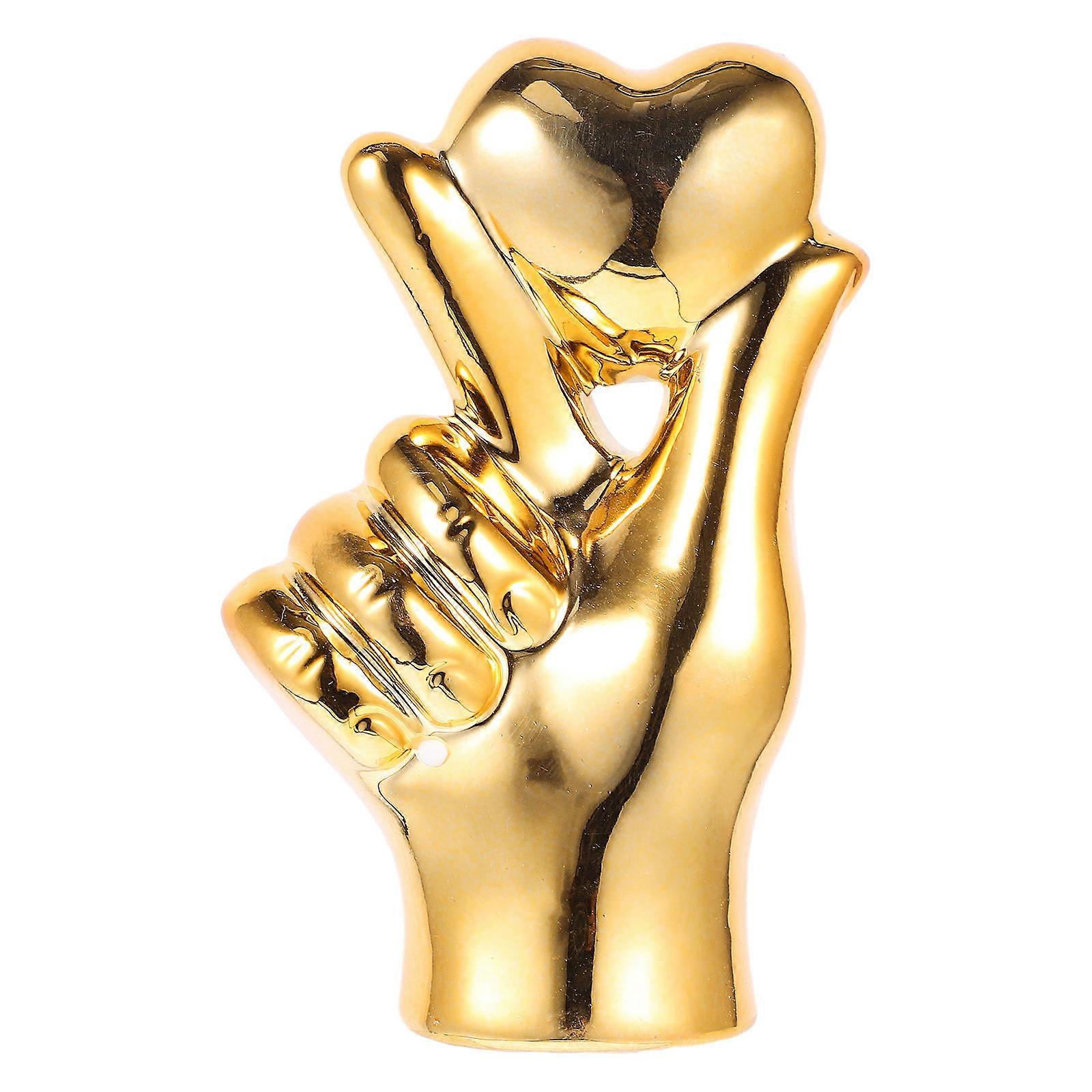 Hand Heart Gesture Sculpture Ceramic Crafts Home Wedding Accessory 1Pack