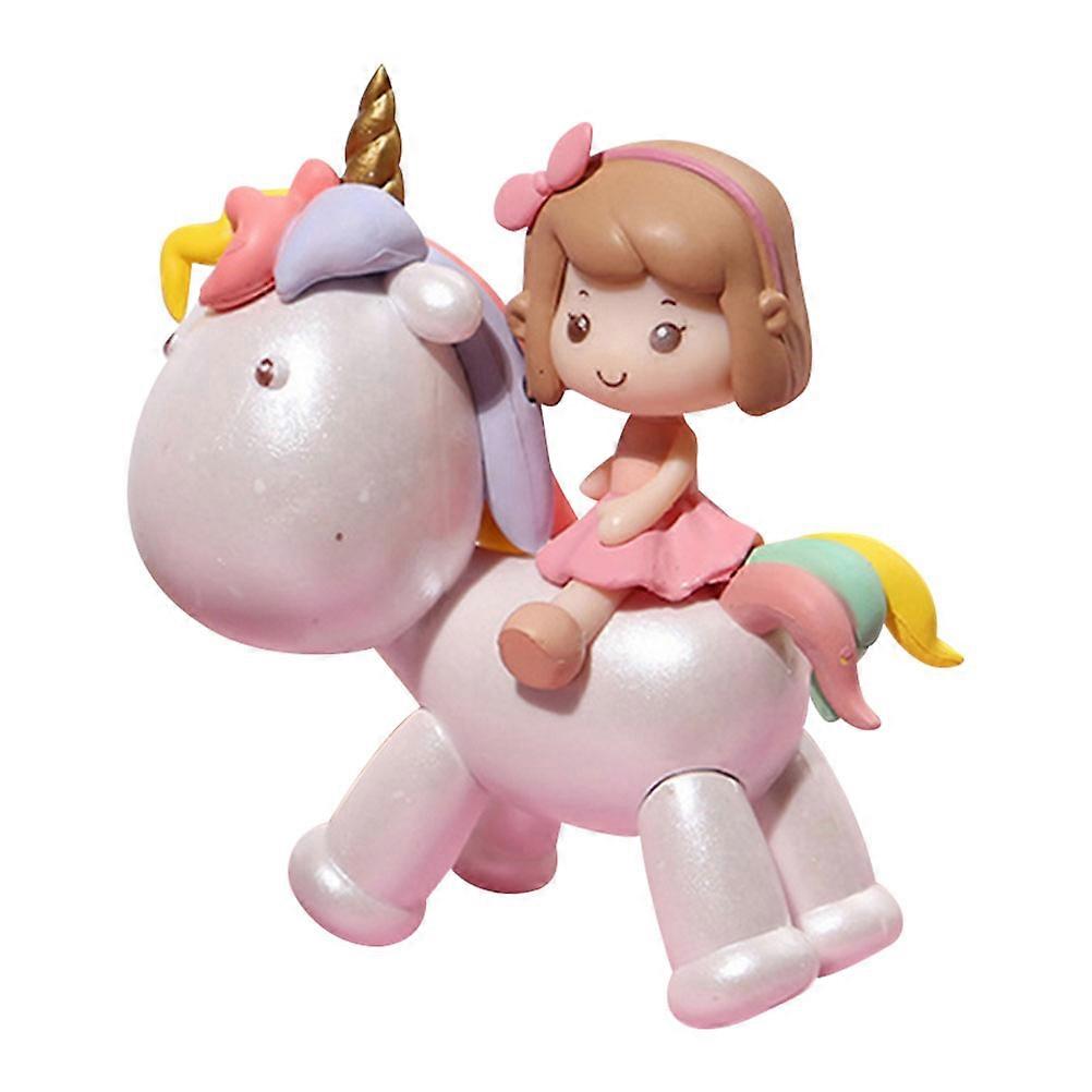 Cute Figurines Unicorn Girl Shape Fairy Garden Assorted Color 7.5x7.5cm Durable PVC Material 1Pack