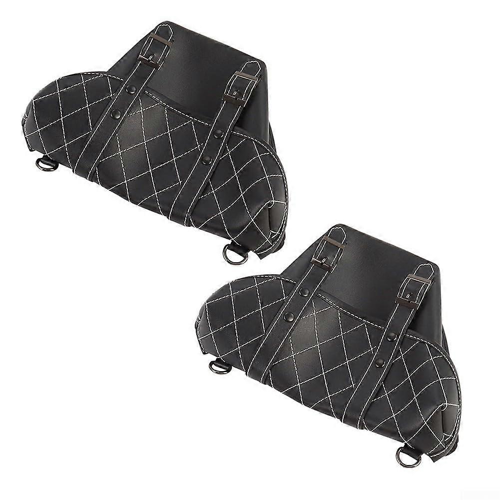 PU Leather Motorcycle Saddle Bag Storage with Secure Closure System Black Suitable for Touring Bikes and Cruisers