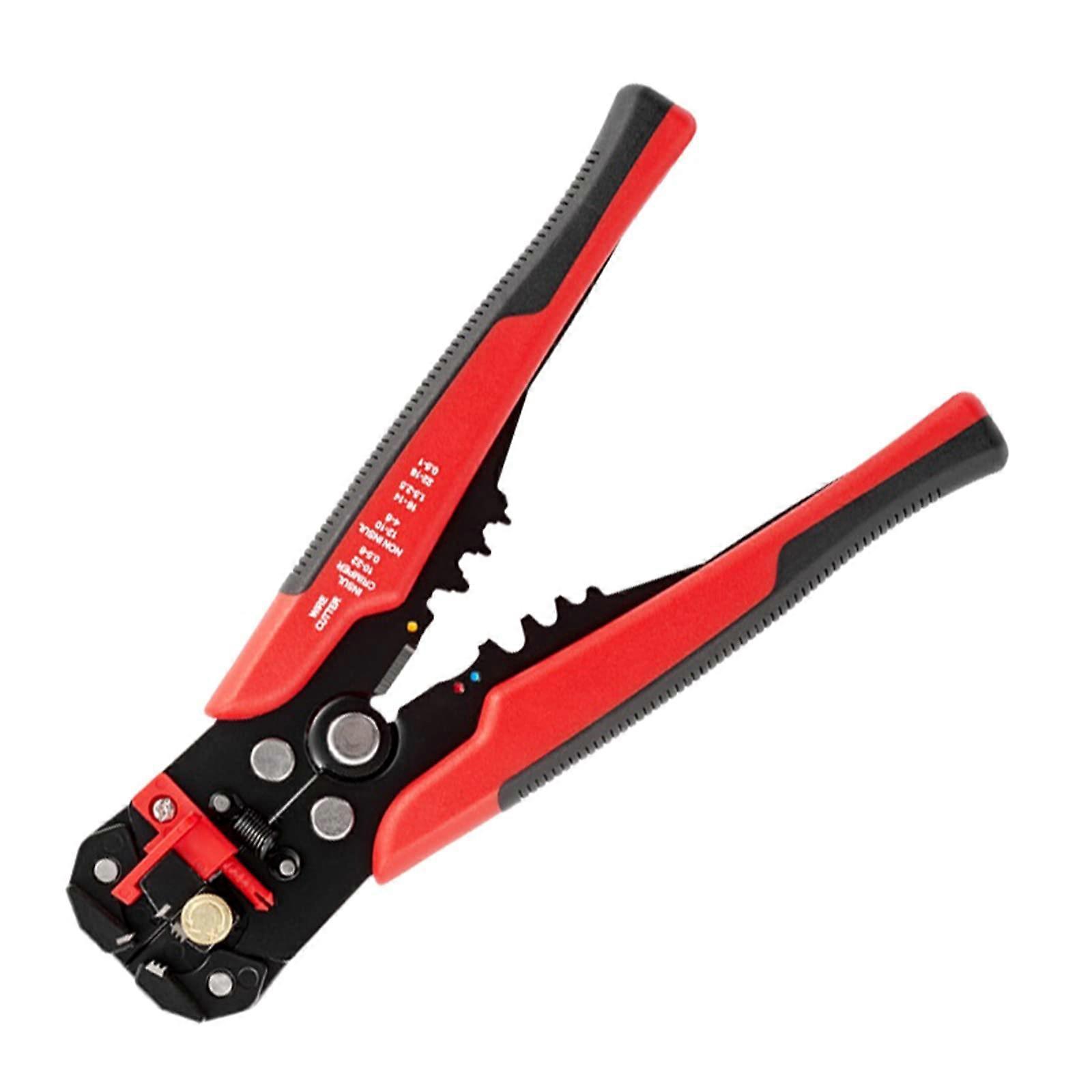 Cable Crimper and Cutter with Automatic Wire Stripper for Electrical Terminal Crimping 8 Inches Red