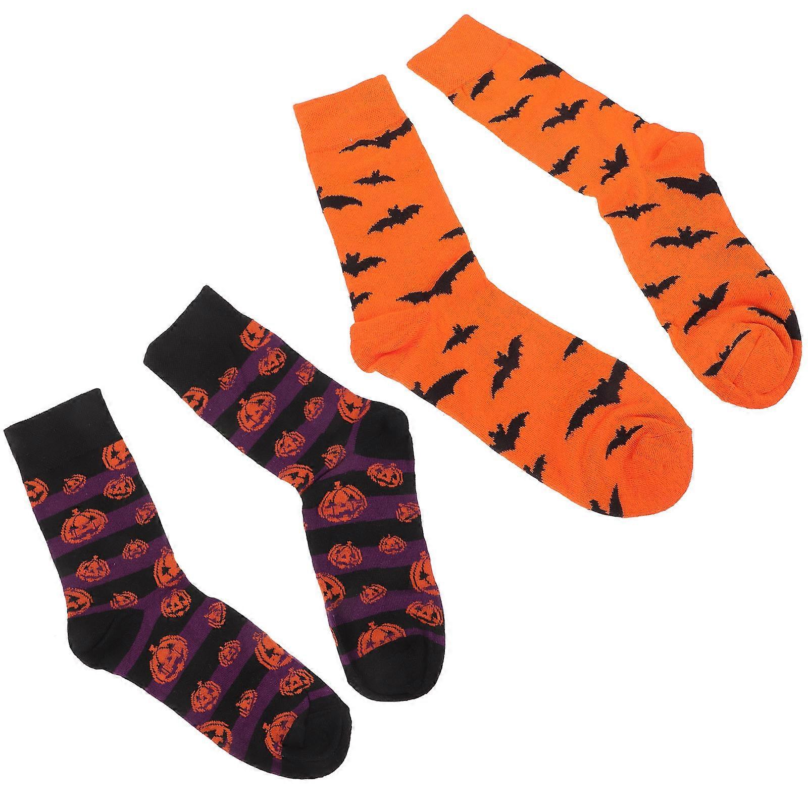 Mid-calf Socks for Man Comfortable Cotton Halloween Design Assorted Color 2 Pairs