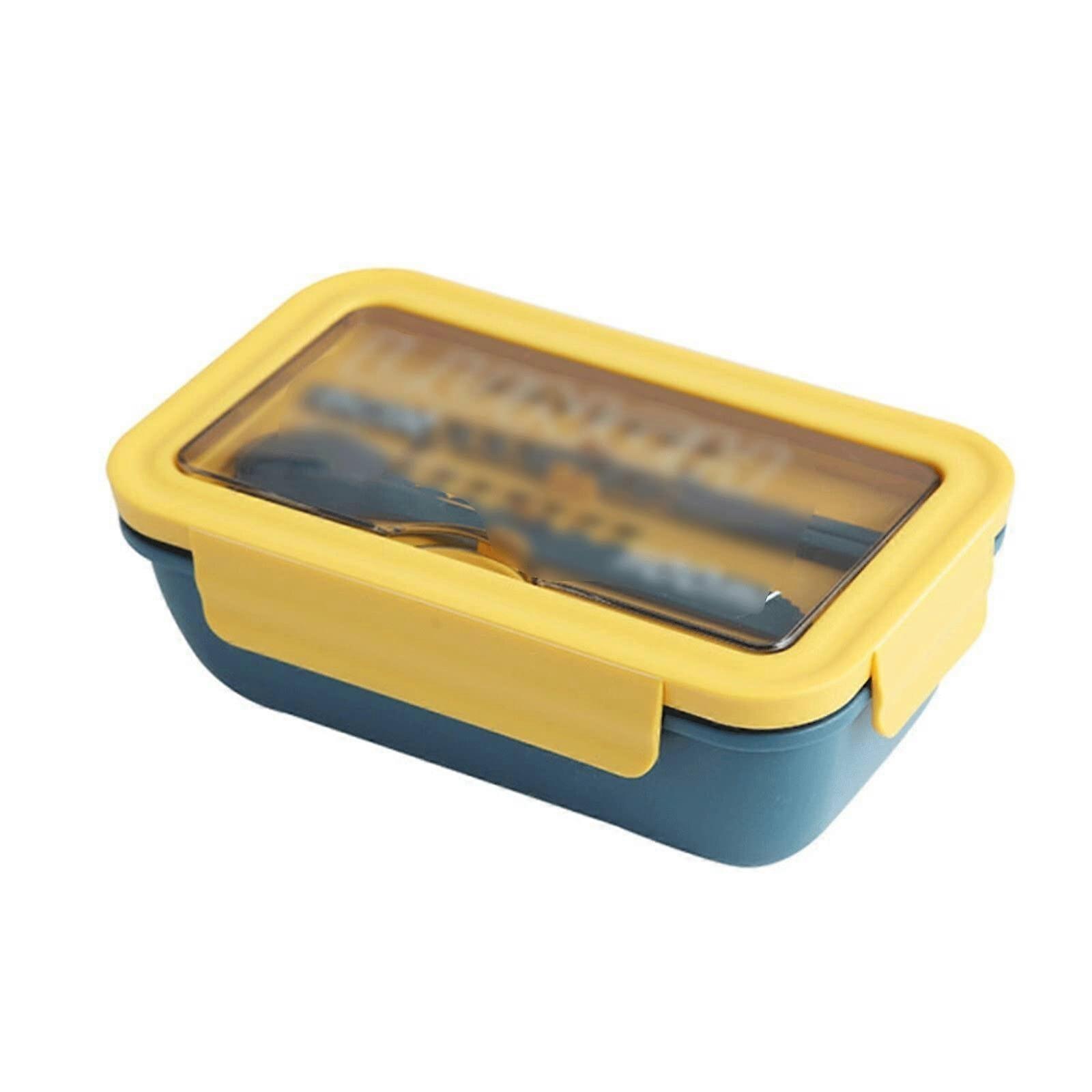 Thermal food container, stainless steel doublelayer ulation lunch box with tableware, food container for yellow