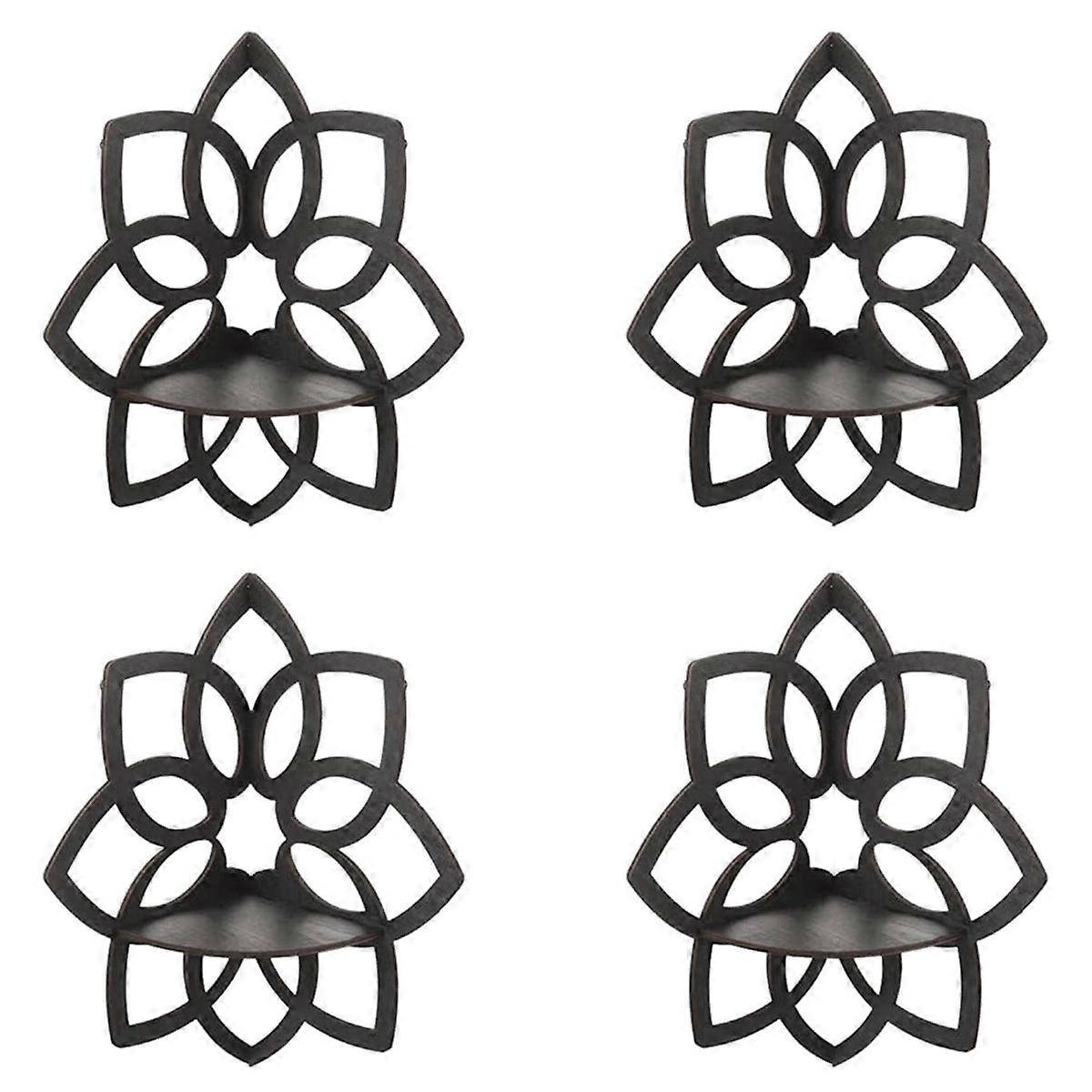 Wooden Flowers Wall Corner Shelves Floating Shelves Display Shelf