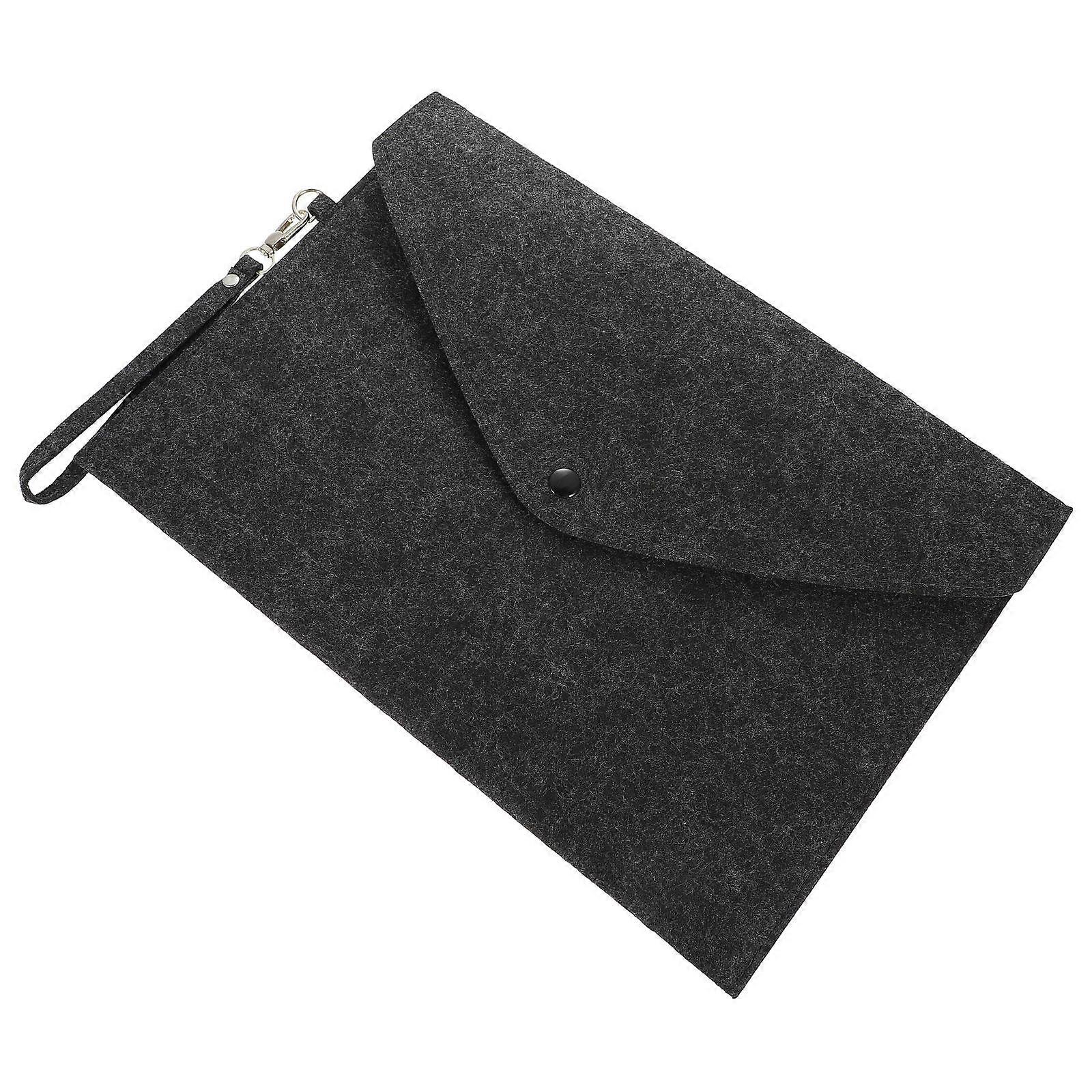 Felt Document Bag with Button Closure, Portable File Storage Organizer for Office, Travel & Business Use, Includes Lanyard for Easy Carry