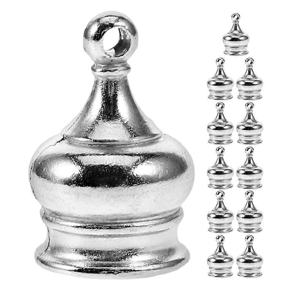 Lamp Finials Decorative Zinc Alloy Crown Cap Knob Silver Color M10x1 Threading 12Pcs