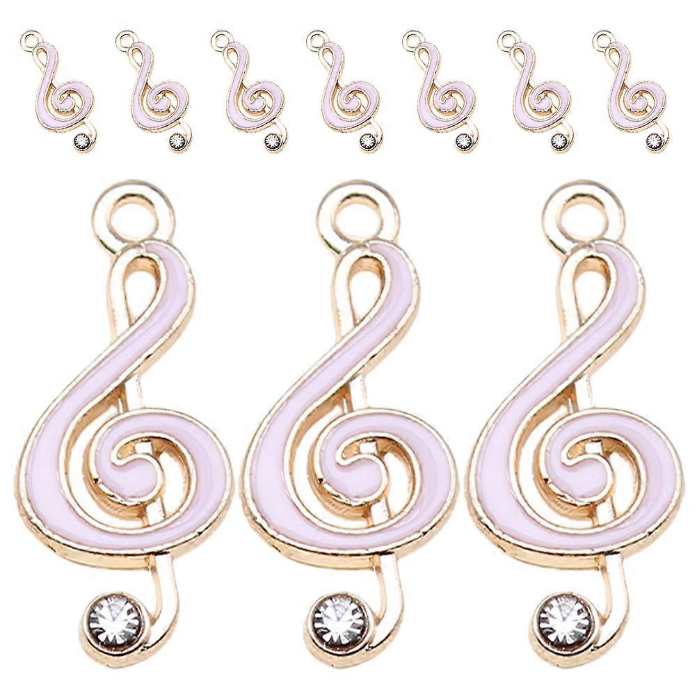 Mini Music Notes Pink Pendant For Diy Projects And Crafts Note Shape Metallic Design 2.2x1cm 10Pcs