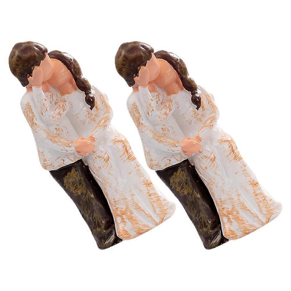 Couple Sculpture Decor Resin Material Realistic Style 6.10X2.60X2.00CM 2Pack