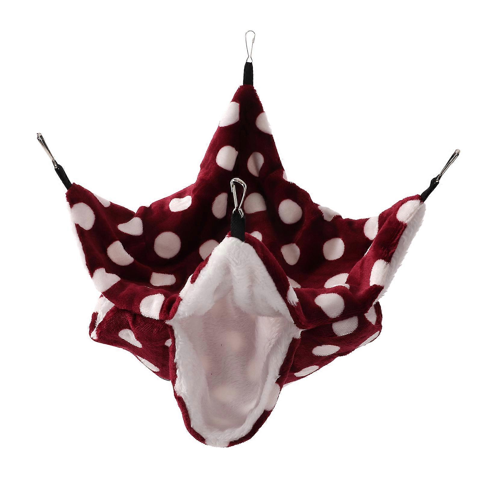 3 Layer Small Animal Hammock Safe Soft Plush Warm Hanging Squirrel Sleeping Bags for Hamster Ferret SquirrelWine Red