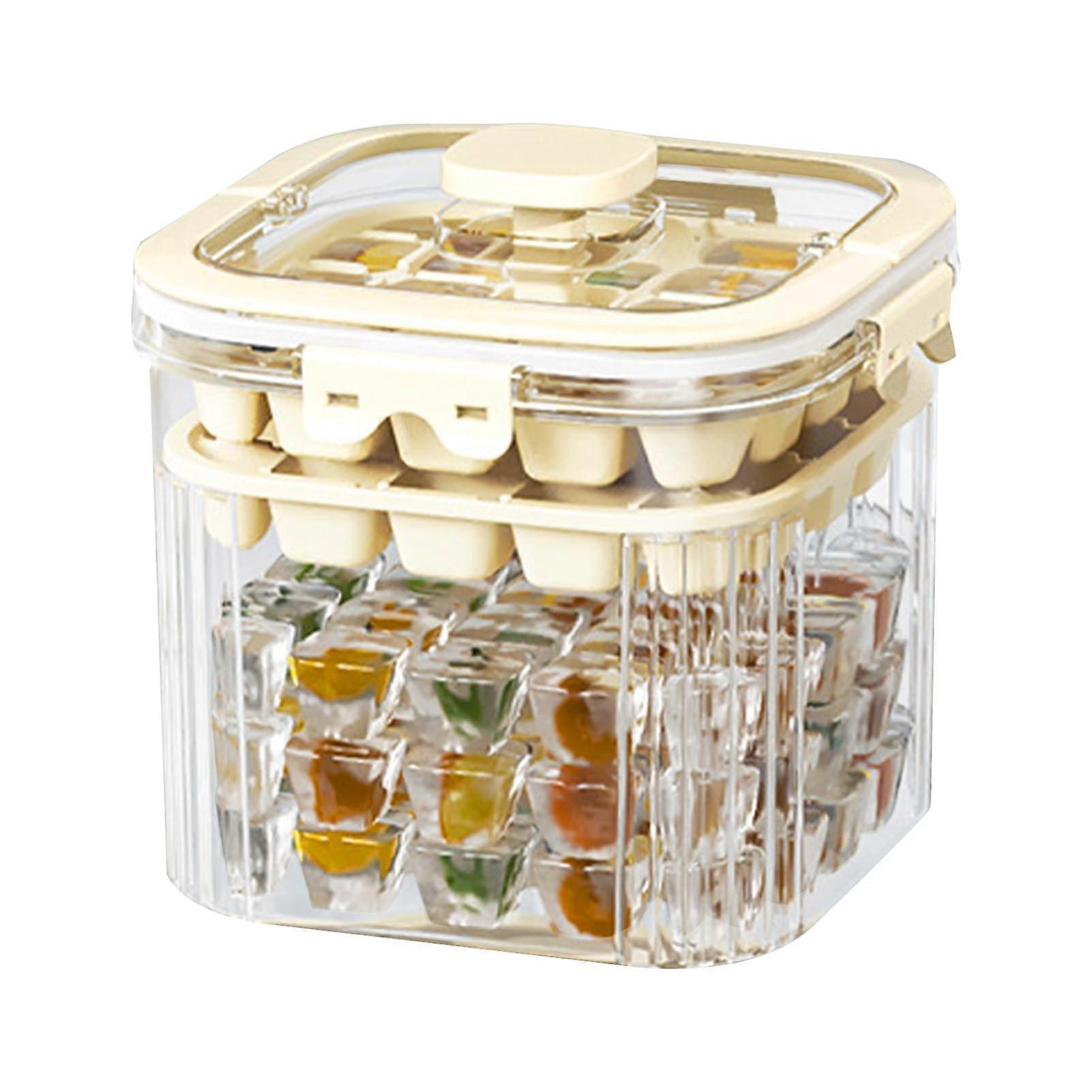 Portable Ice Container with 2 Molds, Spoon, Sealed Lid, PP, PET, Creamy