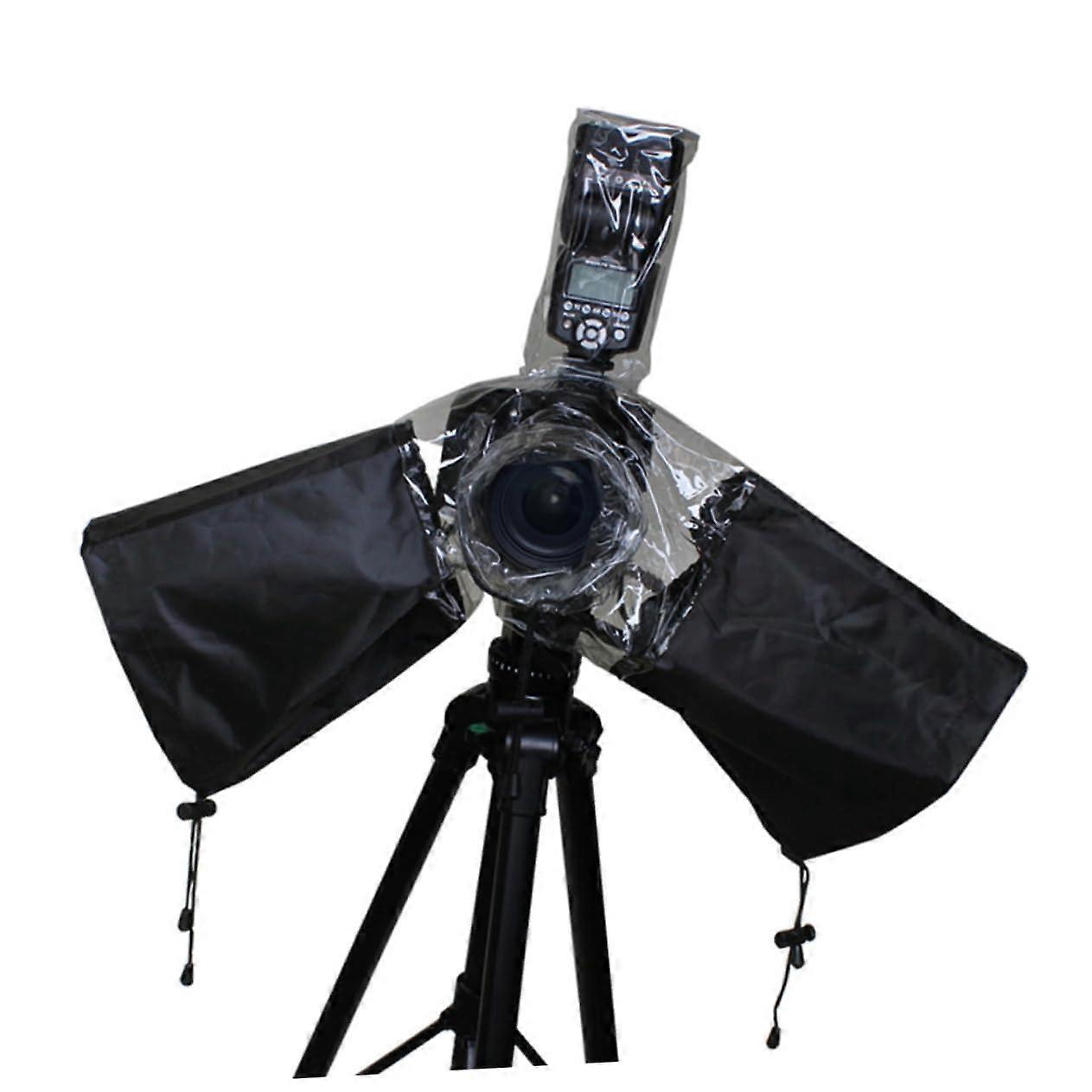 Camera Protective Cover Rain Shield Hood Protector for DSLRs and Mirrorless Cameras, Black Drawstring Accessory with Lens Protection