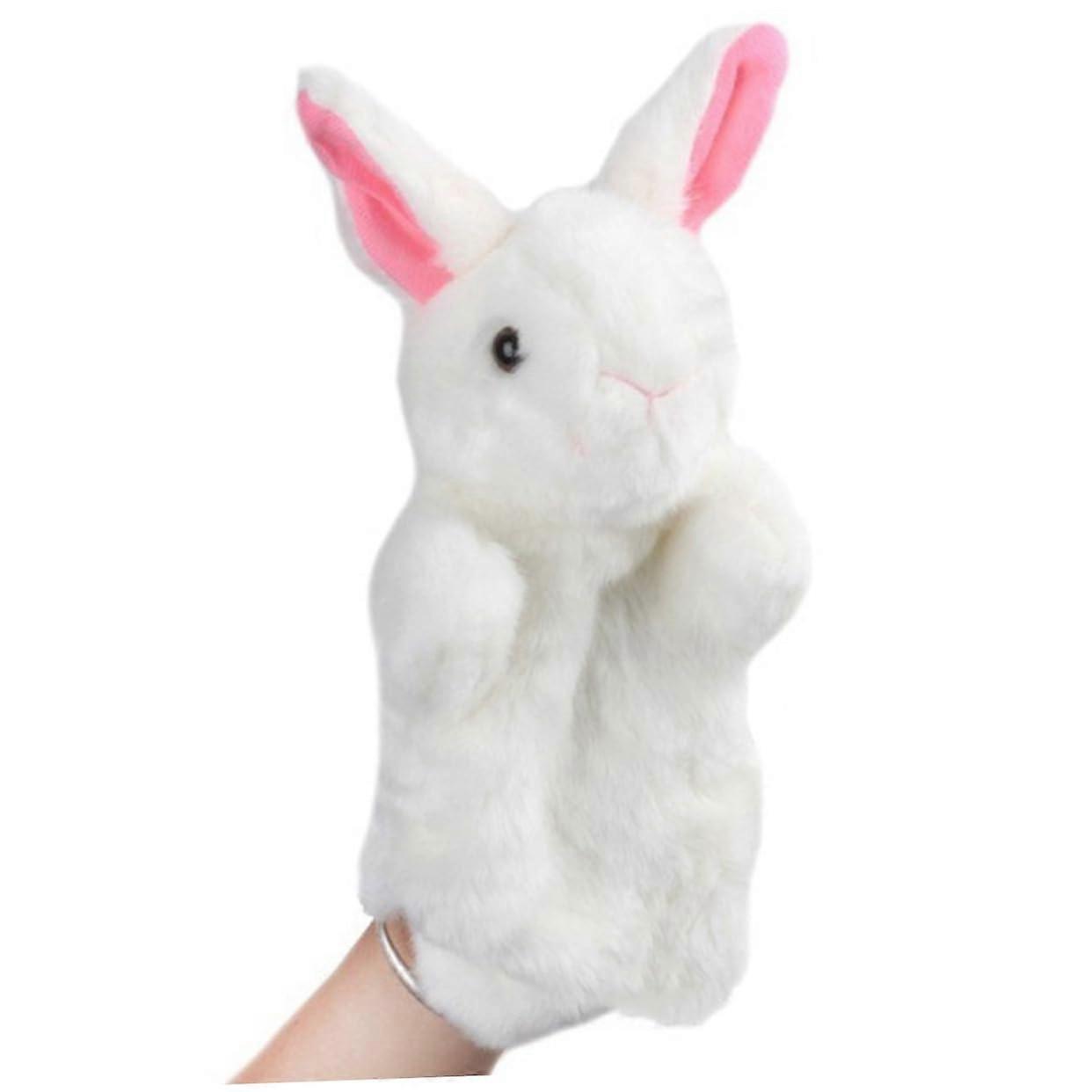 plush toy hand puppet bunny for storytelling and roleplaying white
