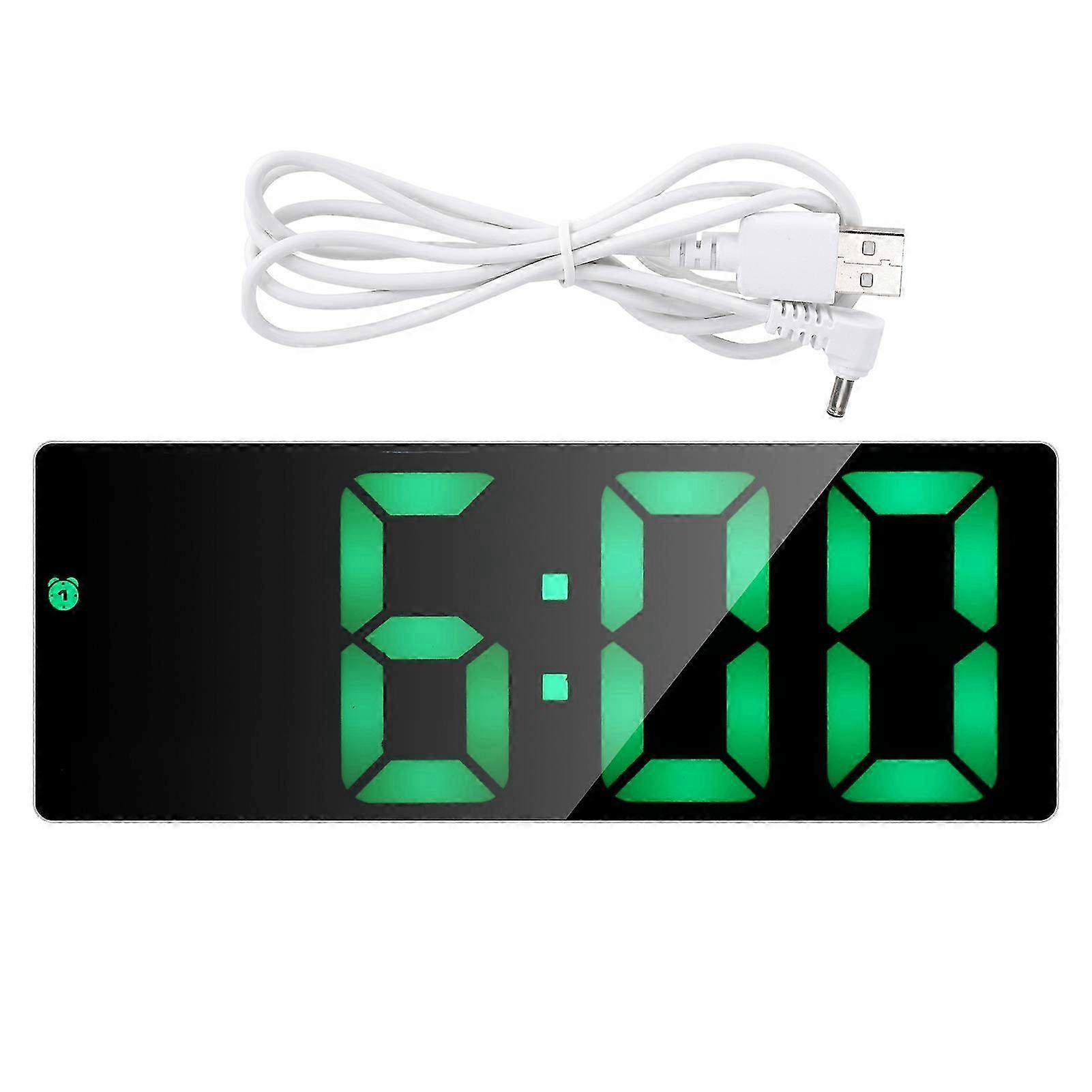 Horloge électronique Affichage LED Miroir numérique Réveils Batterie Plug-In Double Usage 0712