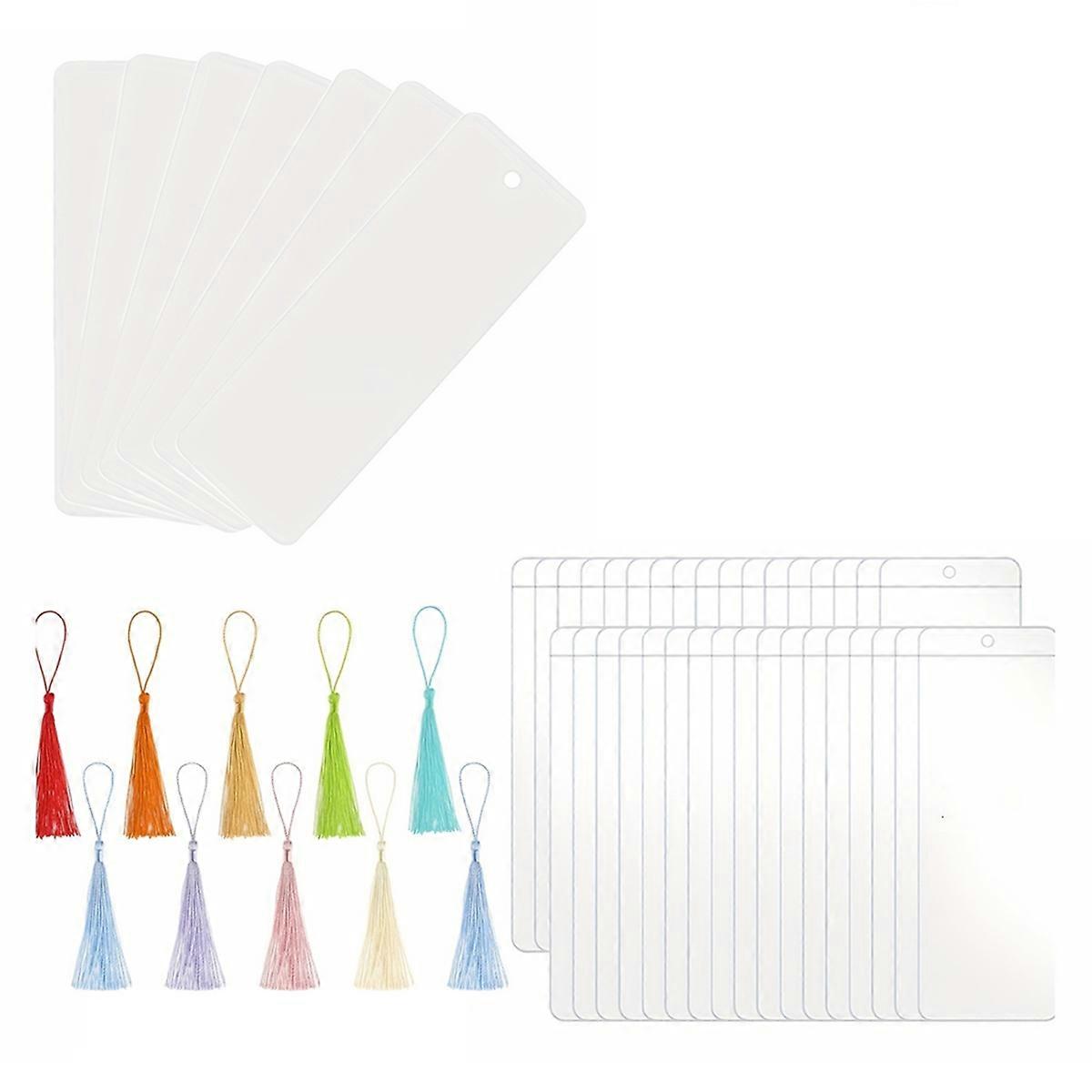 Paper Blank Bookmarks with Tassels Clear Bookmark Blanks Colorful Tassels Cardstock DIY Bookmark Ma