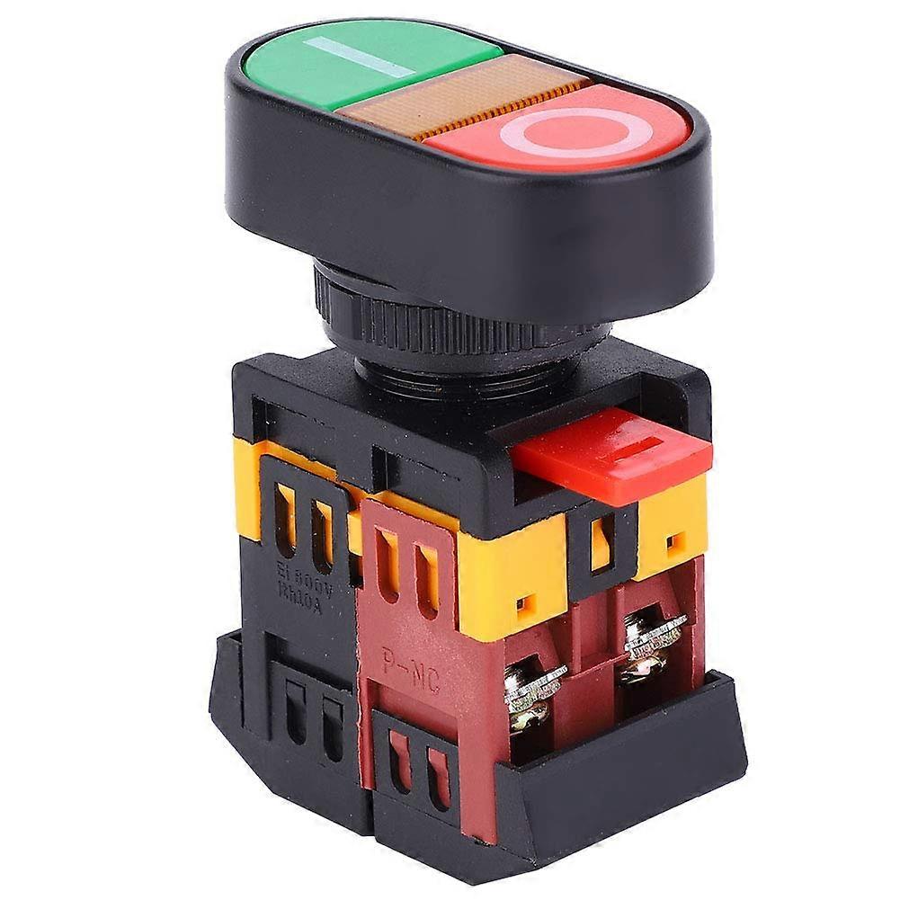 Double Push Button Switch with LED Light, NO/NC, 22/25 mm, Dual Circuits, Red/Green, 380V