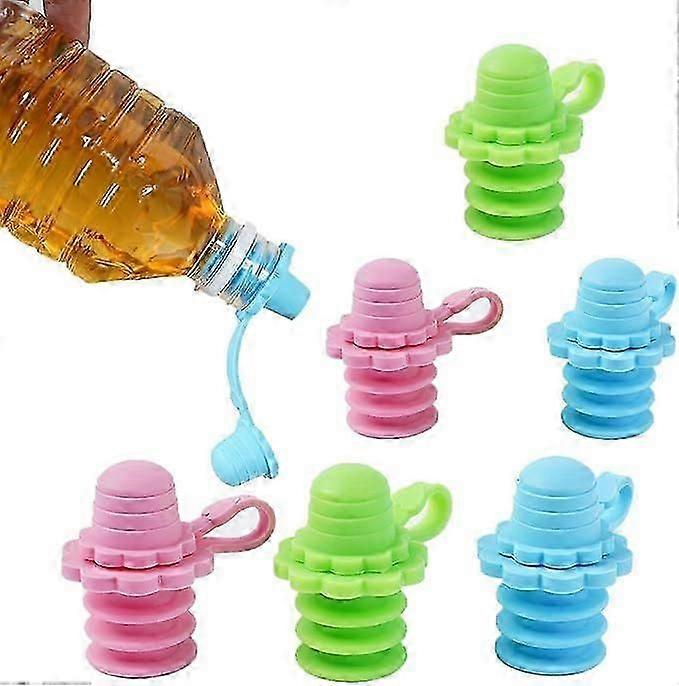 6個のシリコンウォーターボトルキャップ、子供用ウォーターボトルキャップ、ウォーターボトルキャップアダプター、大人と子供のためのポータブルウォーターボトルキャップ