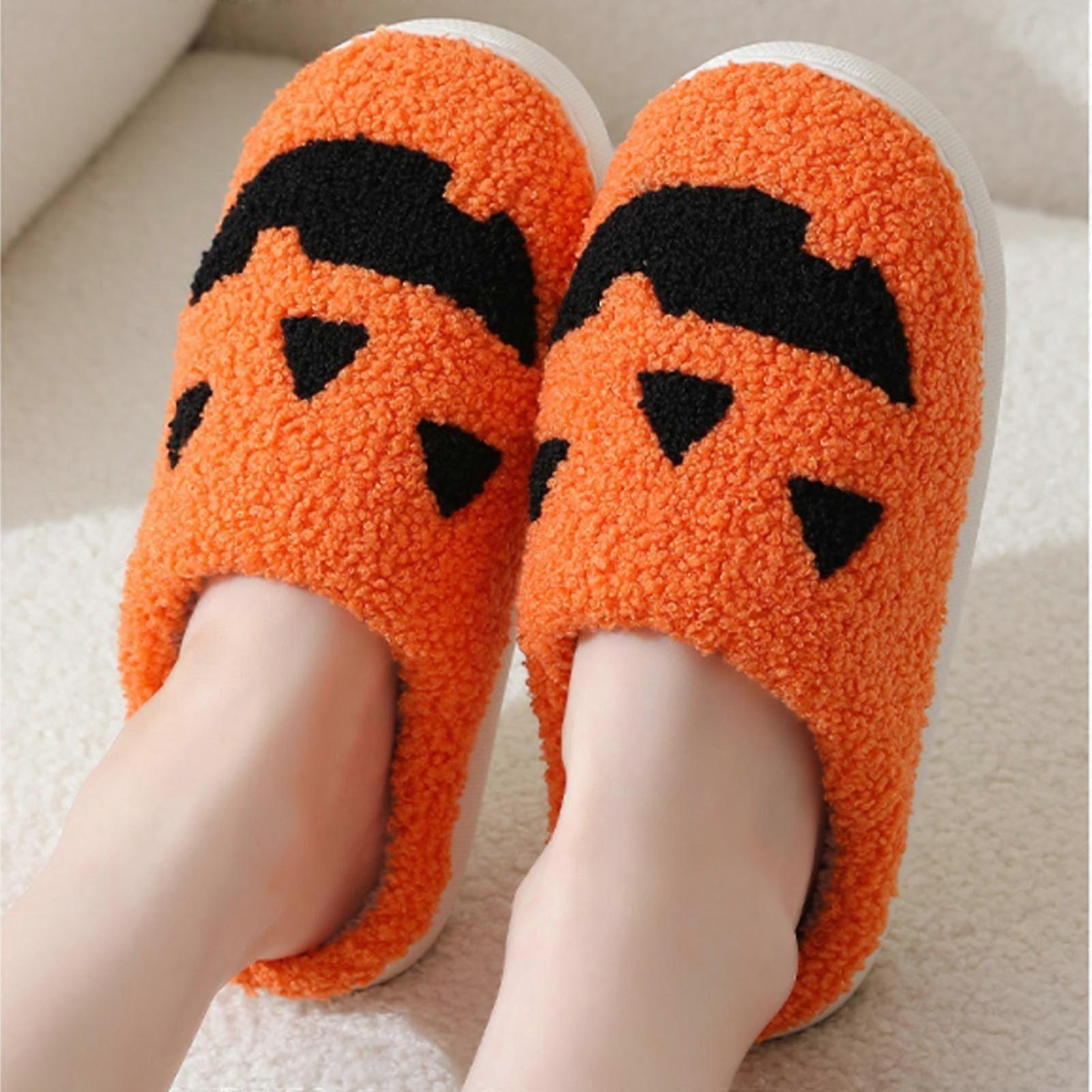 女性のためのハロウィーンカボチャスリッパ男性ソフトぬいぐるみ居心地の良いスリッパ屋内屋外女性男性のための靴恋人のためのハロウィーンギフト