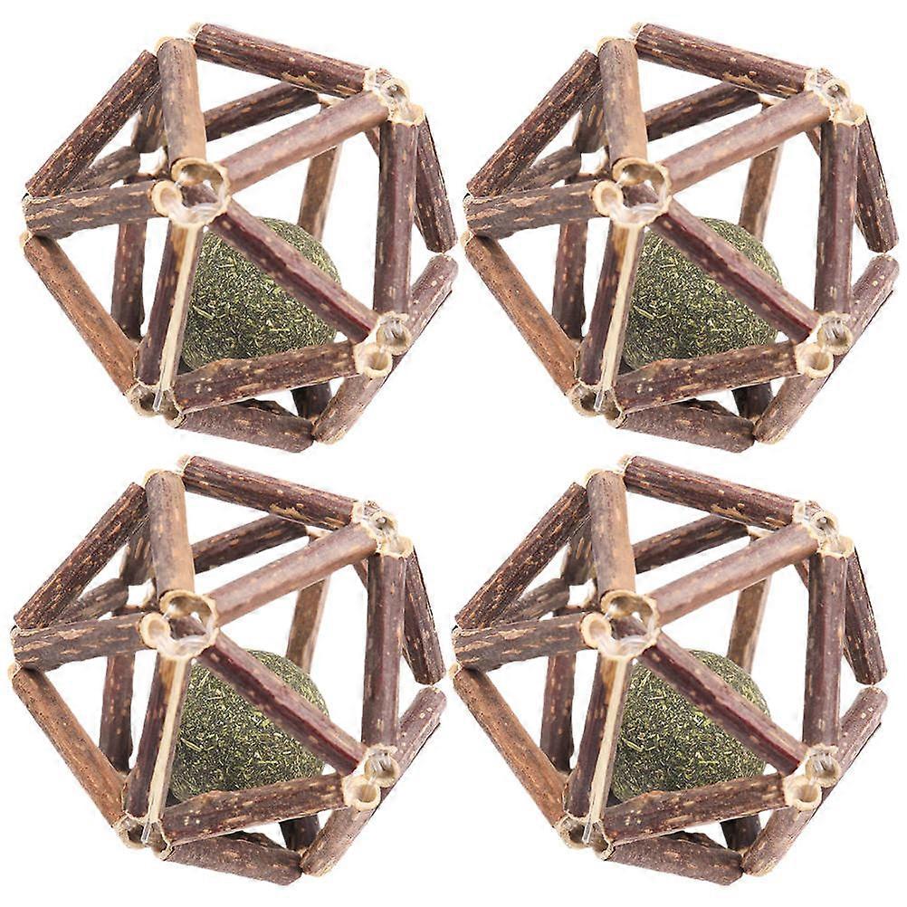 Kitten Teething Toy Catnip Balls Teeth Cleaning Pet Toys for Cats 6x6cm 4Set