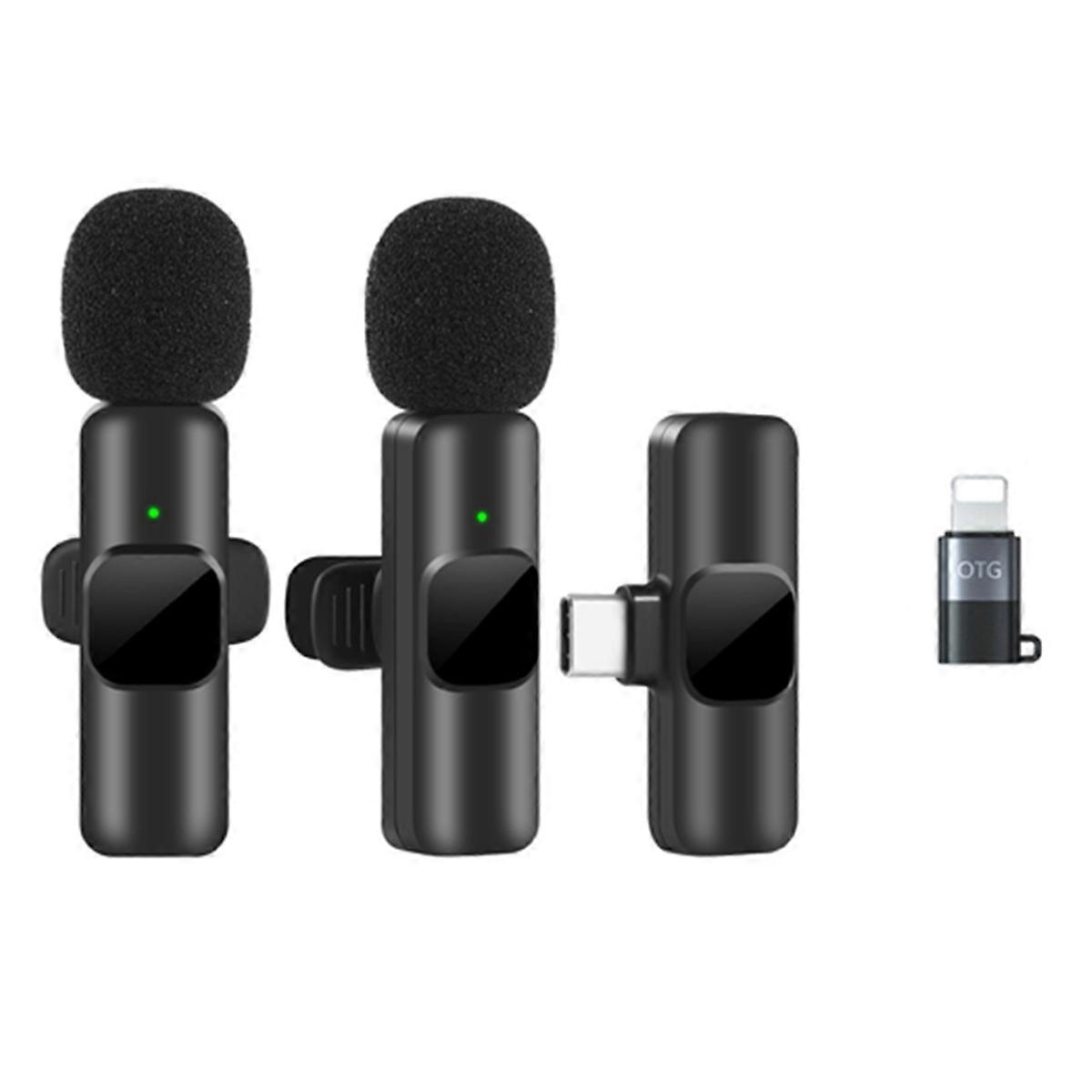Wireless Lavalier Microphone Portable Audio Video Recording Mini Mic for Live Broadcast Gaming Phone Mic