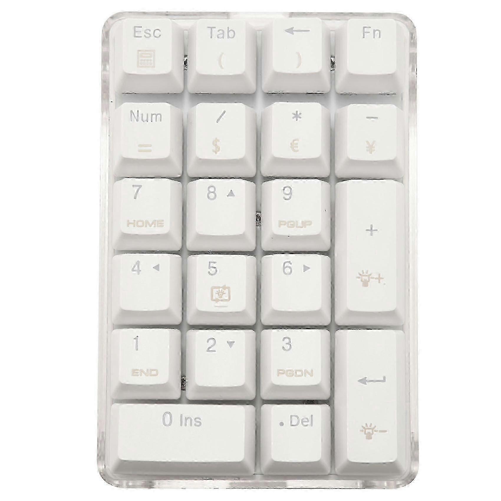 21 White Backlit Mechanical Numeric Keypad Numpad Featuring Cherry Blue Switches Suitable for Notebook and Desktop PCs