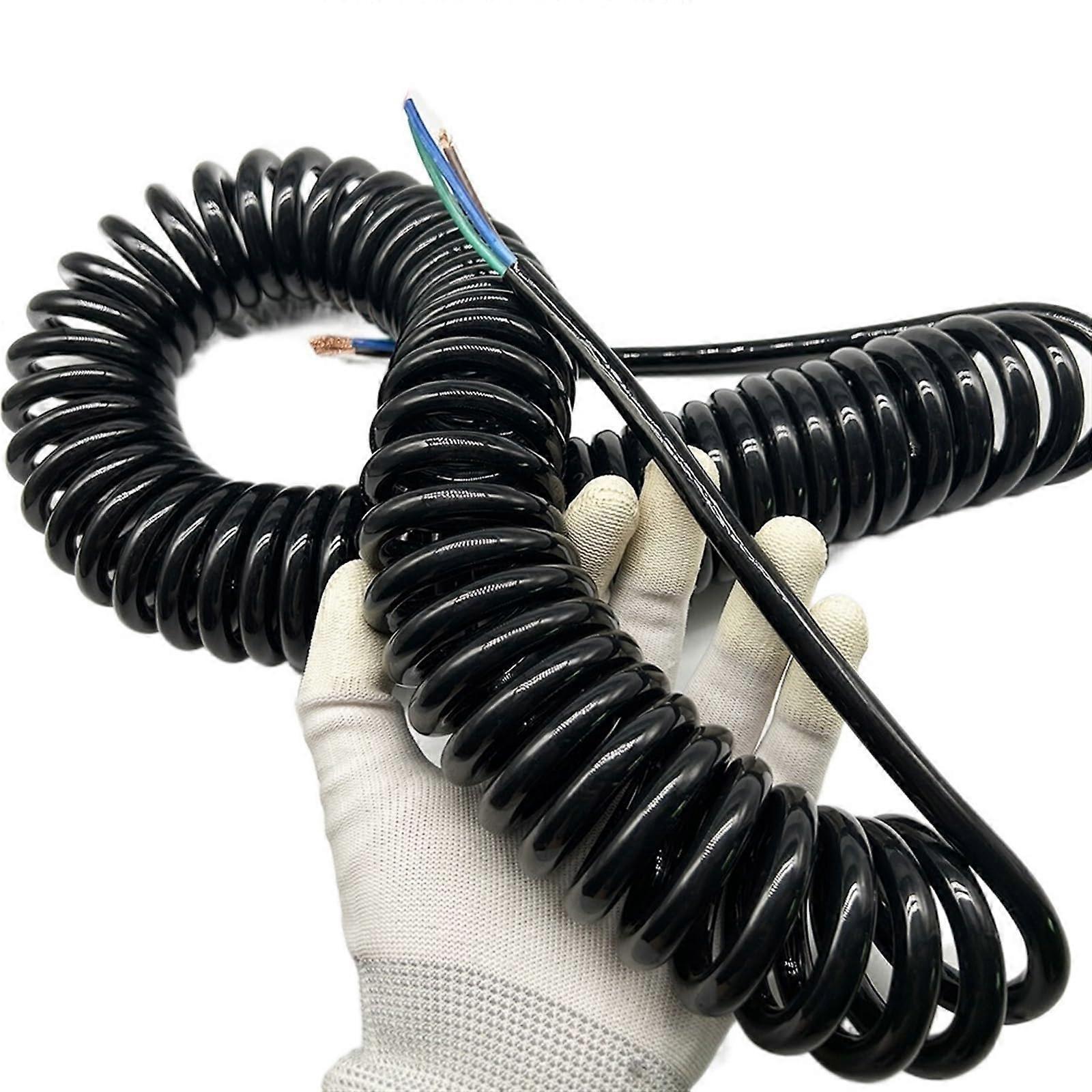 Flexible Cable 3Core Black Stretchy Spiral Wire, 4 mm, Stretch 2m 3Core 4.0mm