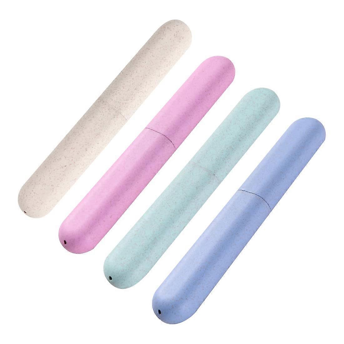 FEZ Toothbrush Case Travel Set - 4 Multicolor Toothbrush Cases for Storage and Protection, Portable Travel Size