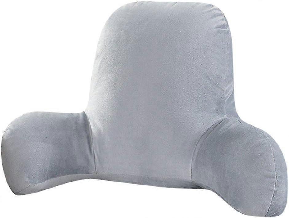 Bed Pillow with Armrest, Back Backrest for Sitting in Bed, Reading & Bed Rest Pillows, Solid Color Back Pillow for Bed, Bed Chair Arm Pillow-Gray