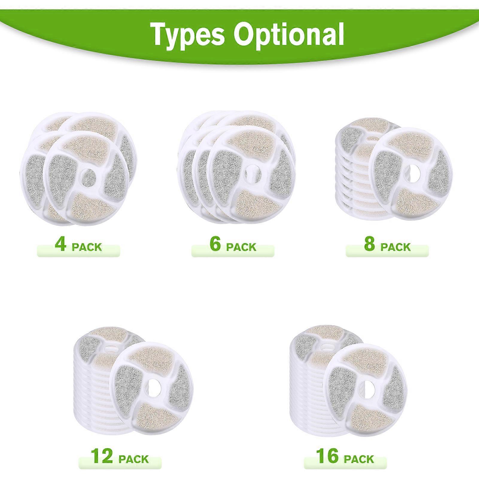 Cat Replacement Filters for Round Filter Space Automatic Pet Water Fountain 16pcs 3 Filtration System