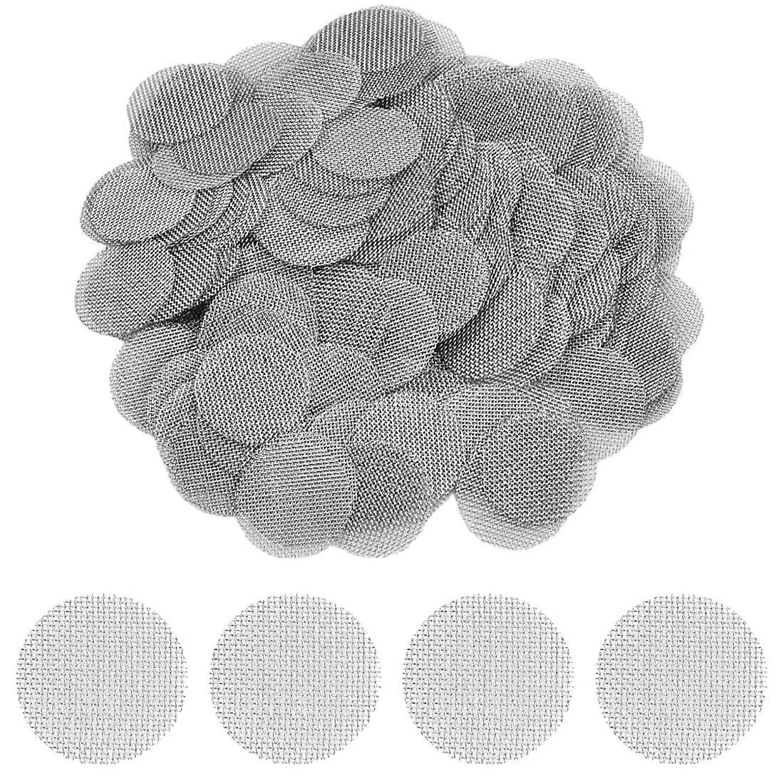 50 Pieces Stainless Steel Pipe Screens 25mm for Bong Filtering, Smoke Filter Screen, Durable Silver Sieve