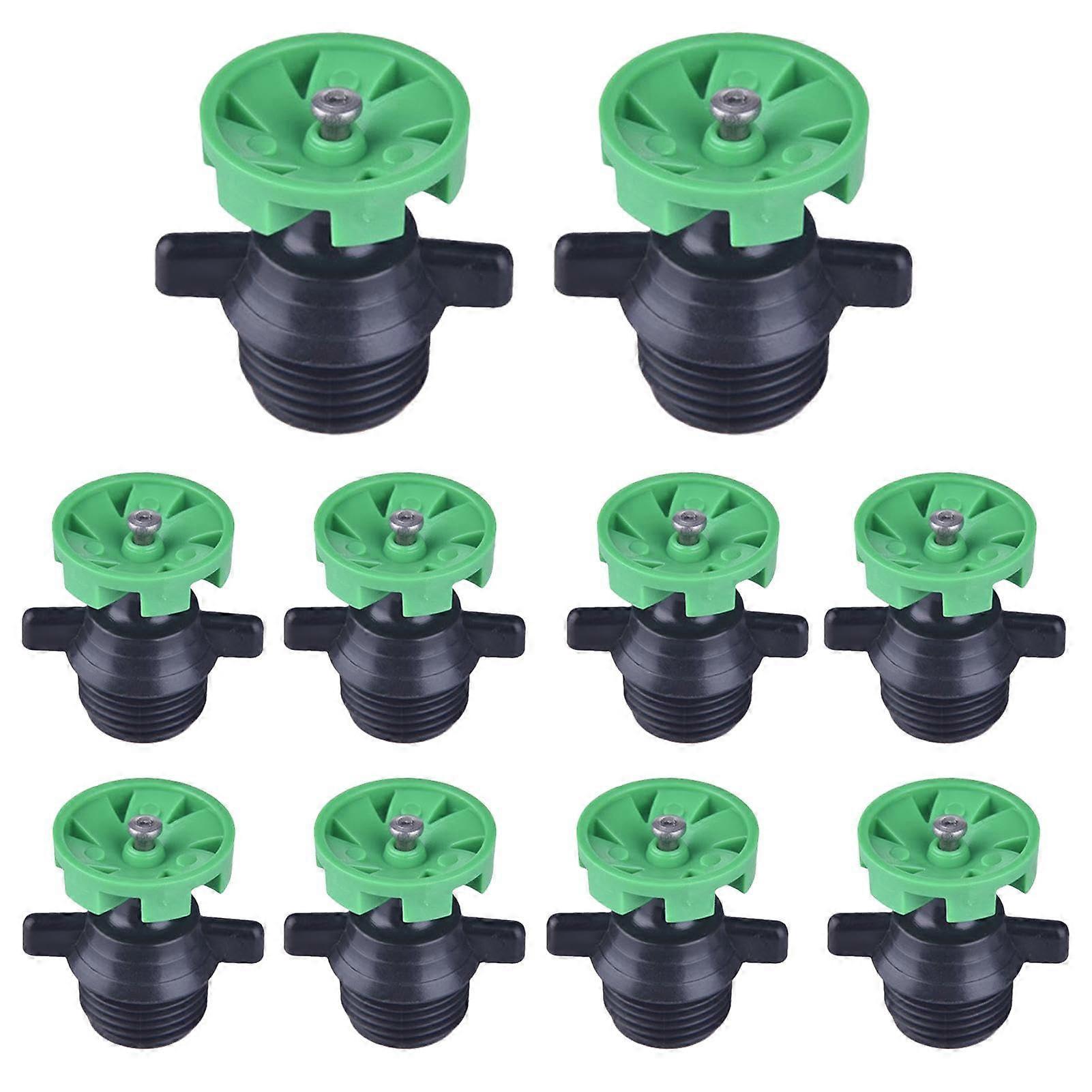 Lawn Sprinkler Heads, 10-Pack, Automatic Rotating Sprinklers, 360-Degree Coverage, Garden Irrigation System, PA Green