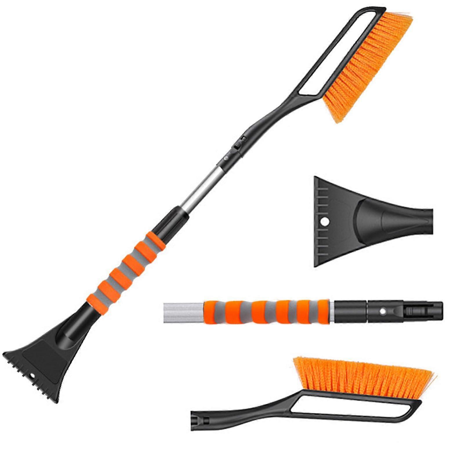 Car Ice Scraper with Broom Windscreen Scraper Car Snow Brush Scraper Adjustable Snow Scraper Ice Scraper Car with Large Edge Gentle Bristles