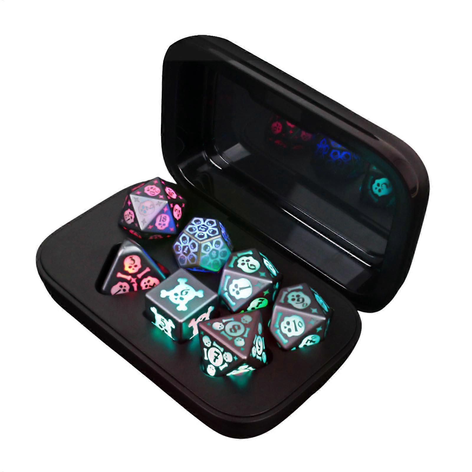 Luminous Dice Set, Rechargeable Polyhedral Flashing Dice, LED Effects, 7 Colors