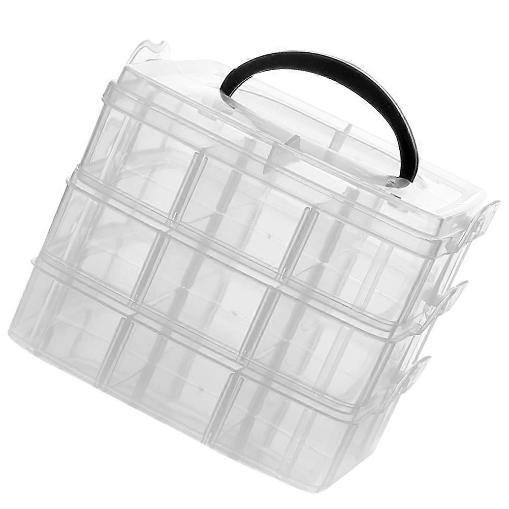 صندوق مجوهرات بلاستيكية محمول قابل للفصل مع 3 تخزين حبل شعر ، تصميم شفاف لتنظيم المكتب وسهولة الحمل