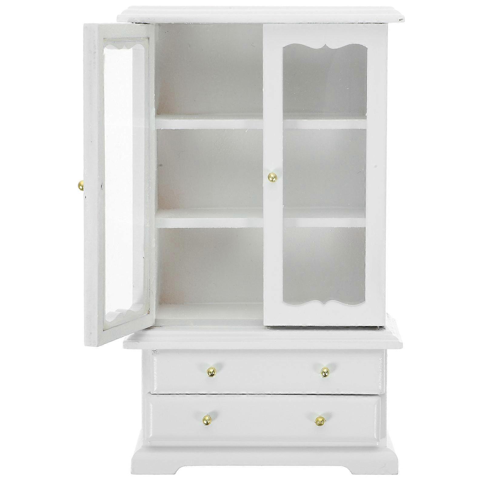 Miniature Bookshelf Decorative Mini Dollhouse Display Stand White 8.7x3.7x15cm Storage 1Set