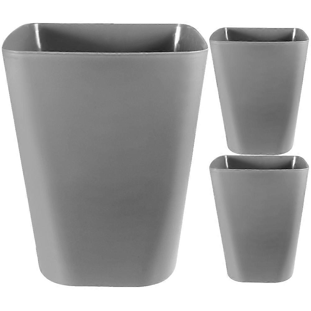 Garbage Bin Large Capacity Square Opening For Indoor Use Grey Color PP Material Garbage Collection 3Pcs