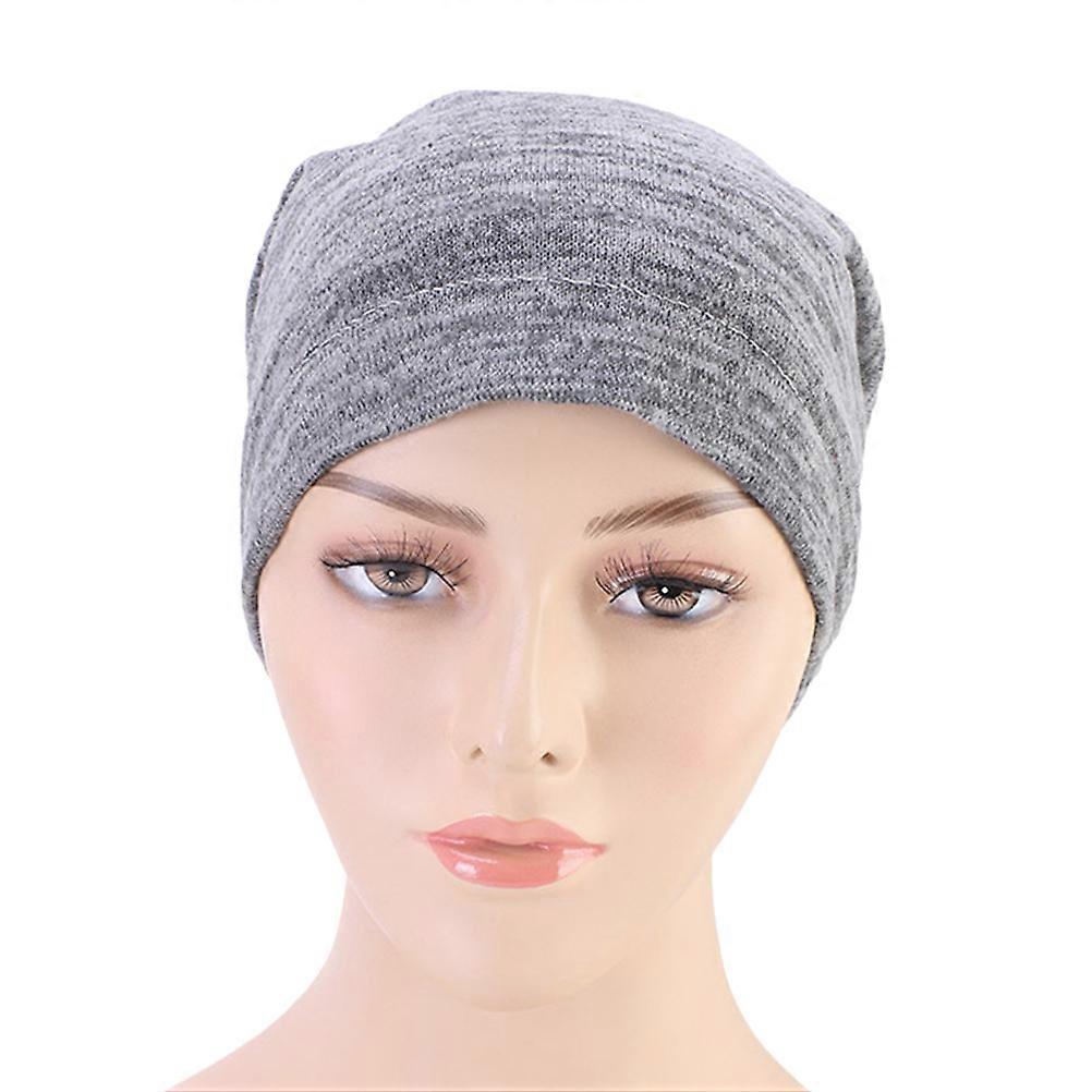 Double Colors Satin Headscarf Practical Sleeping Chemotherapy Wrap 1 Set Night Dark Grey